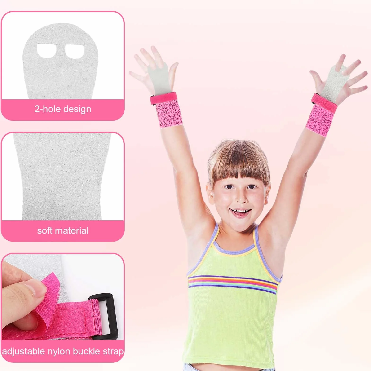 Guanti da Ginnastica Artistica 4pz con Impugnature Antisudore e Polsino Supporto per Ragazze Bambini Ragazzi