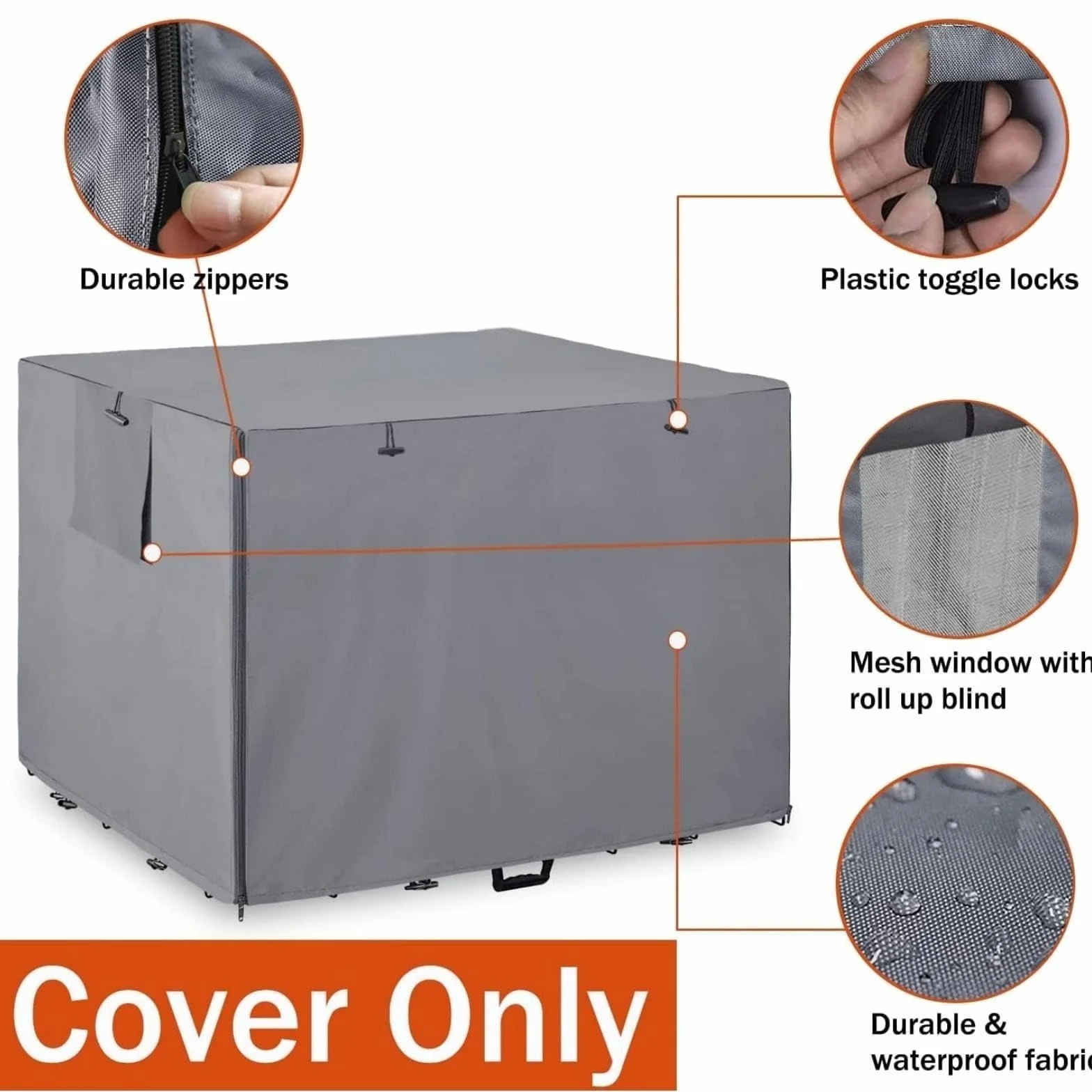 Generico Impermeabile Copertura Gabbia Cani Tessuto Oxford 210D Oscurante Portatile 109x74x76 cm Nero
