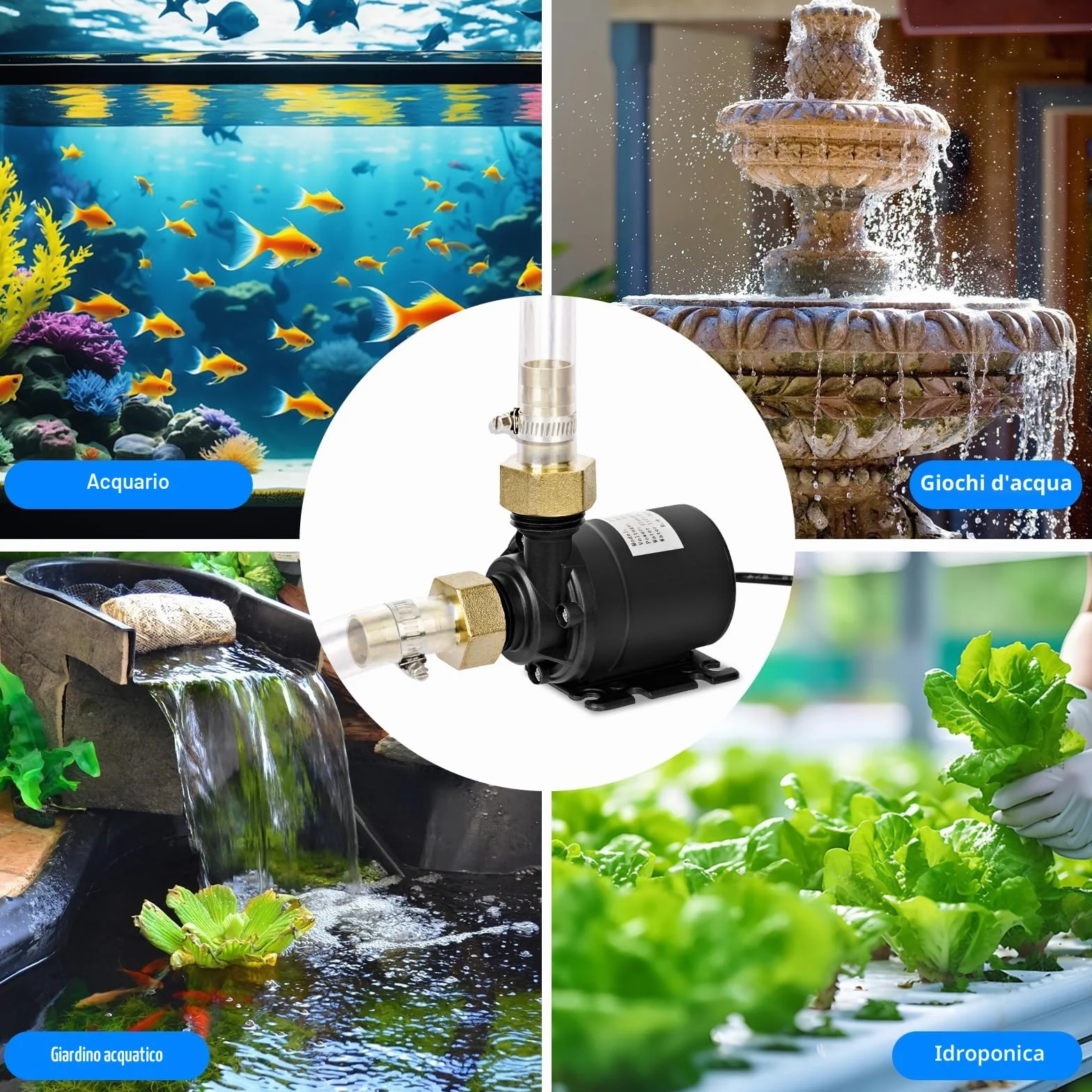 Portatile Mini Pompa Acqua, Pompa Acqua DC 12V 800L/H 5M Pompa Sommersa, Ultra-Quiet Pompa Immersione per Acquario Fontana Laghetto Irrigazione Giardino Piscina