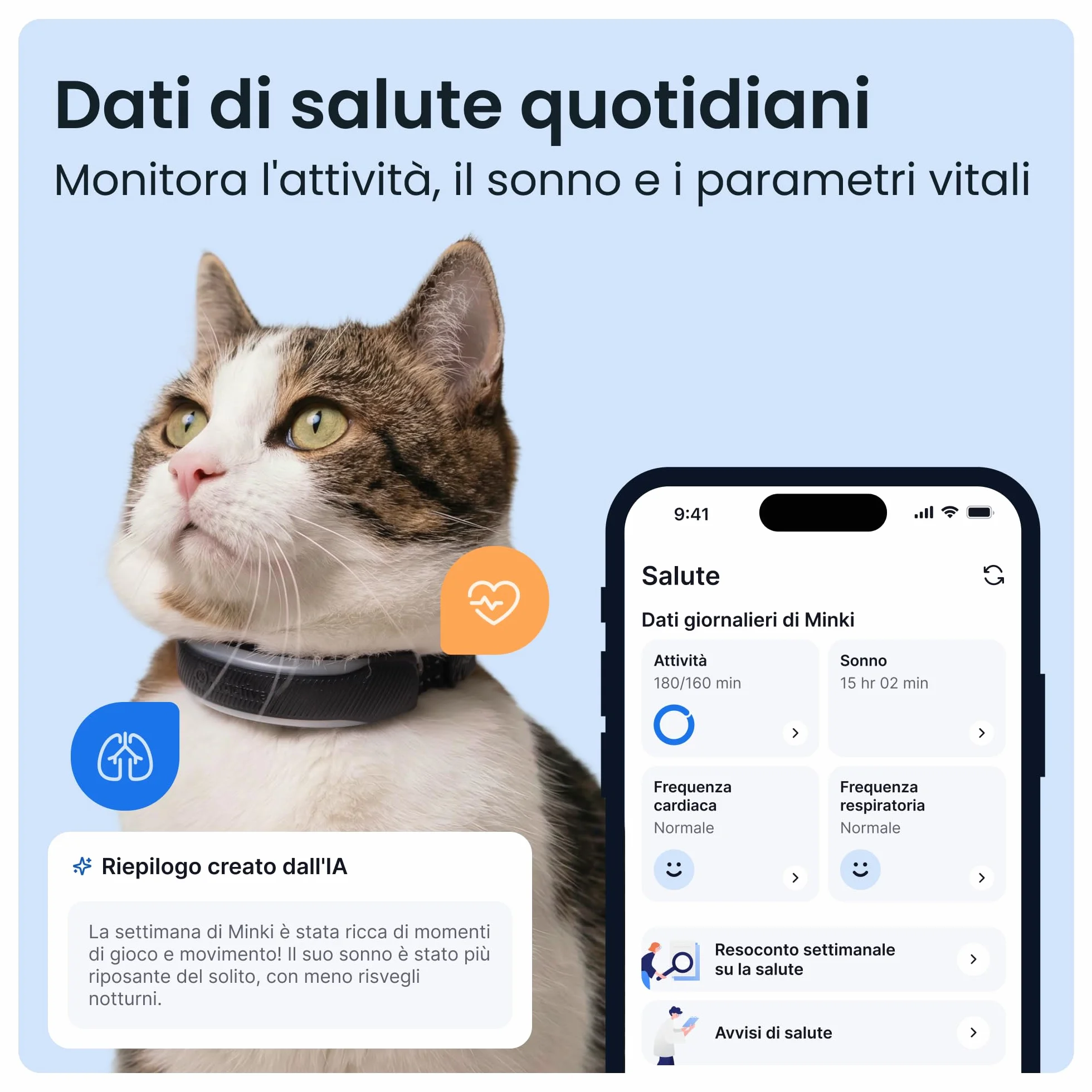 Tractive GPS Gatti Mini | Edizione 2026 | Miglior GPS Gatto | Localizzazione in Tempo Reale | Avvisi di Salute e Monitoraggio dei Parametri Vitali | Sgancio di Sicurezza | Collare Integrato (Nero)