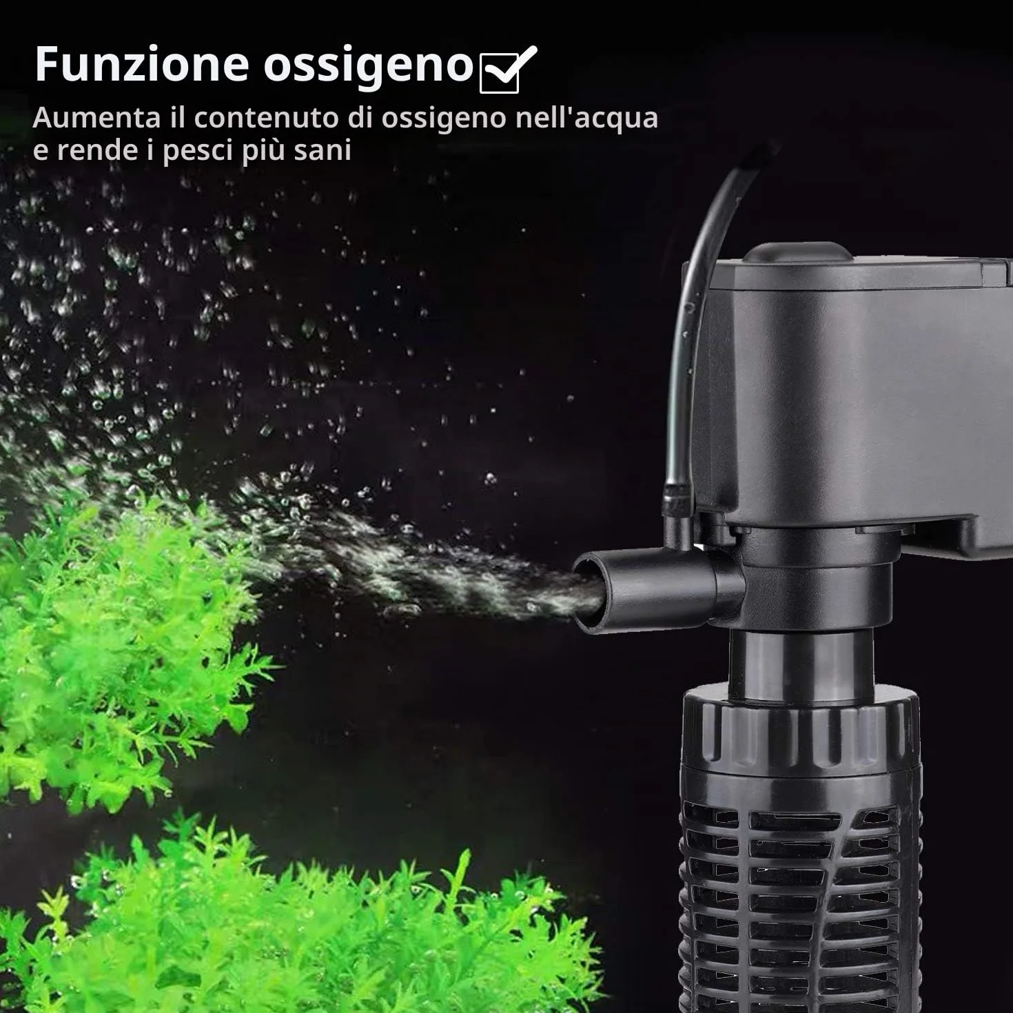 BPS Pompa sommergibile per acquario con filtro 6 W 600 L/H Pompa acqua filtro serbatoio per pesci stagno idroponici 16 x 8 cm BPS-6079
