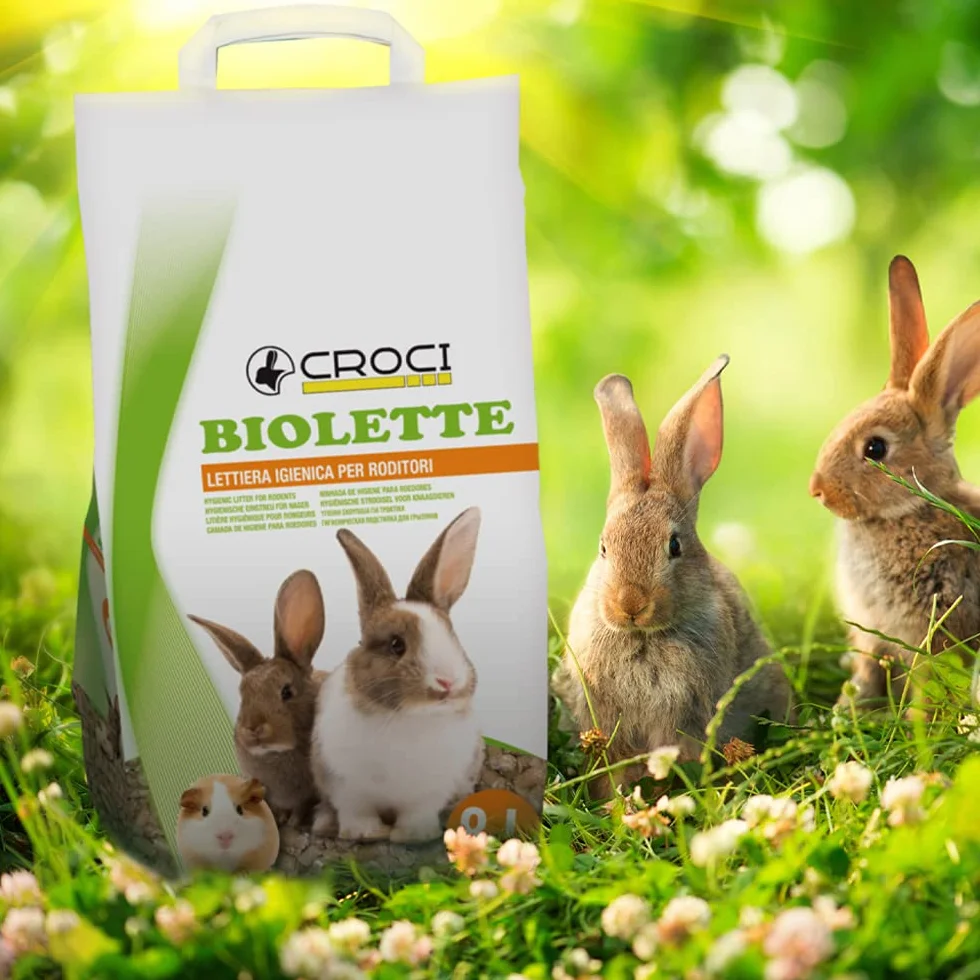 Croci Biolette - Lettiera ecologica 8 litri, lettiera pellet, naturale e biologica, per conigli roditori uccelli e piccoli mammiferi, antiodore