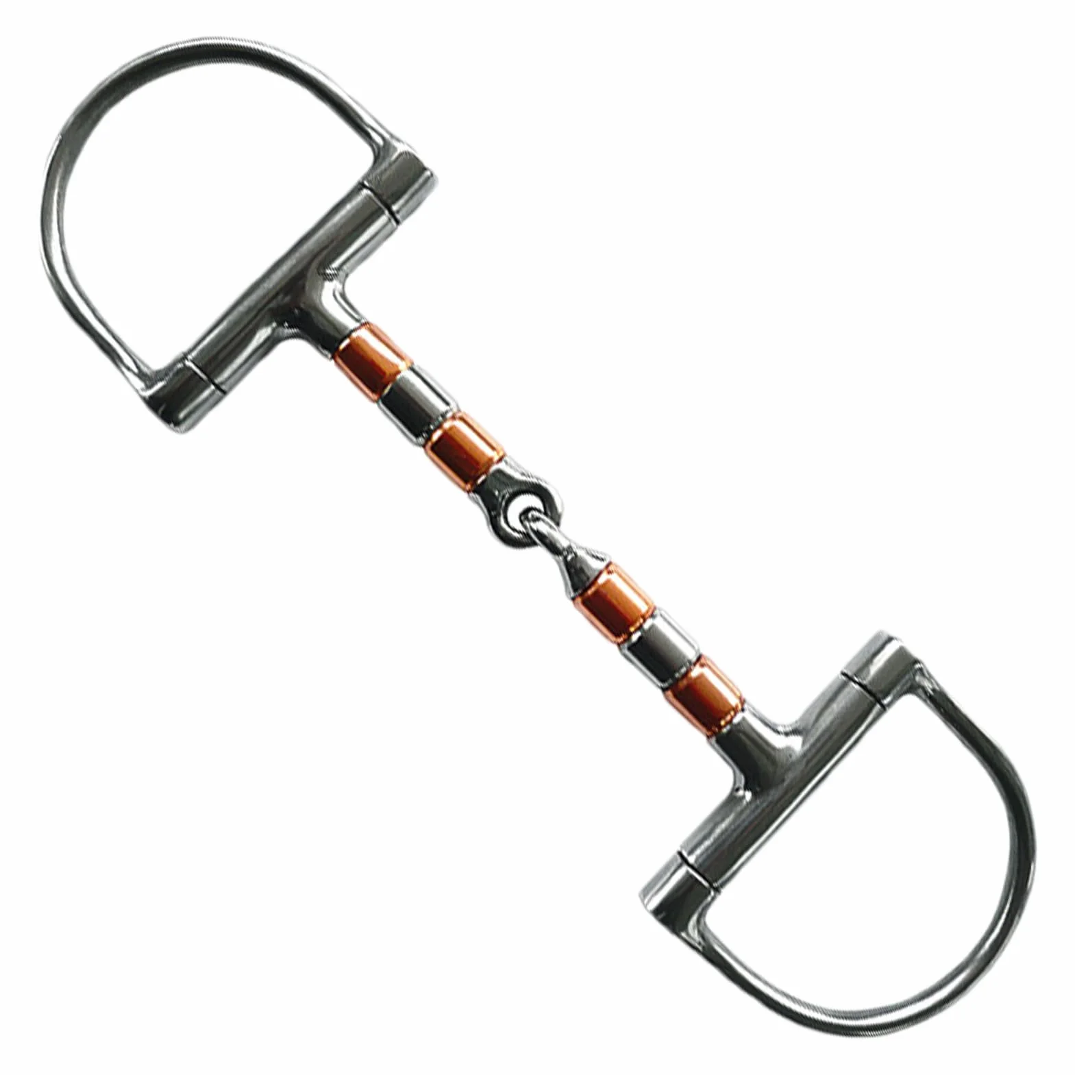 Morso per cavallo con anello a D | Morso per cavallo con bocca a rullo in rame - Morso per cavallo a snodo singolo, filetto con anello a D per forniture equestri