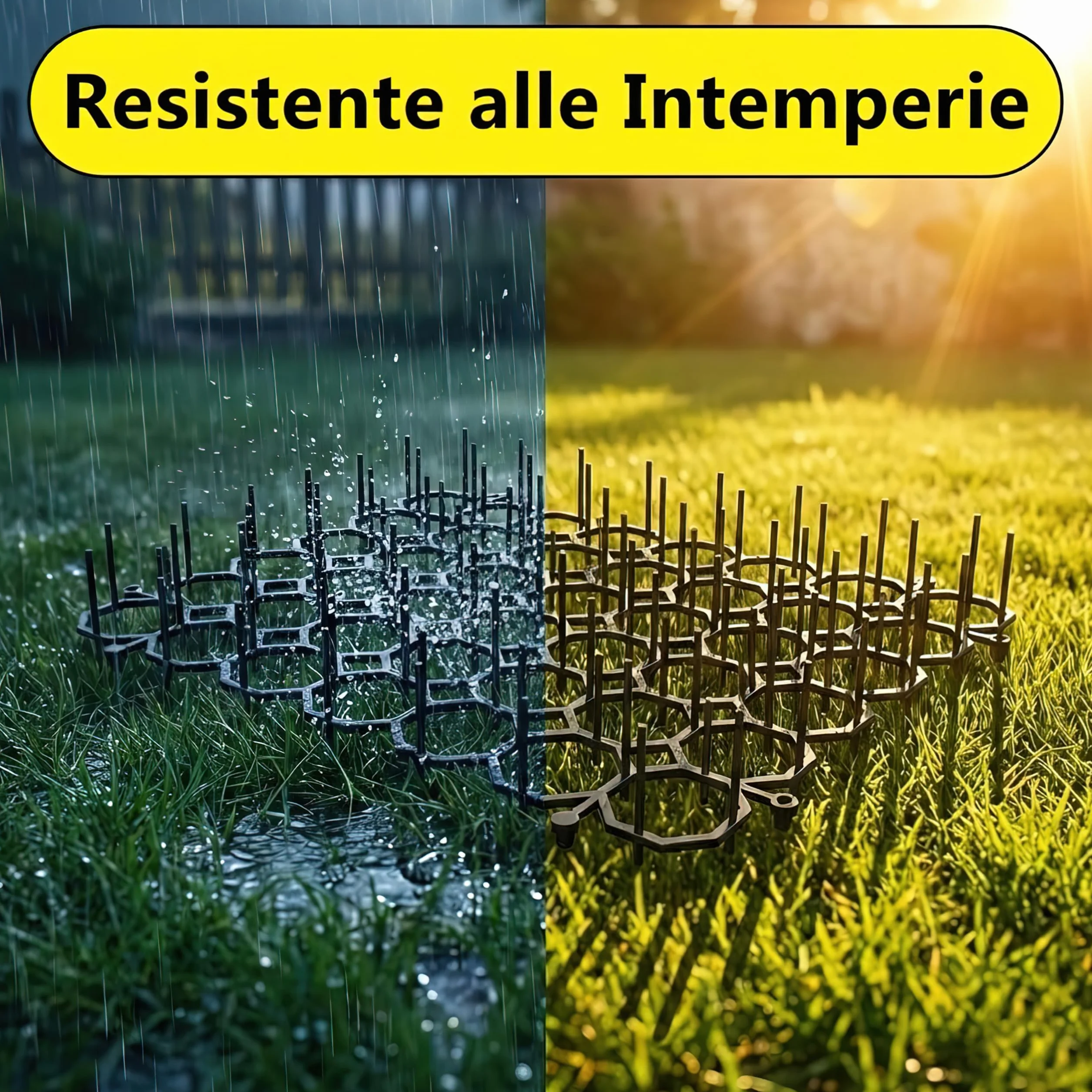 Tappetini Dissuasori per Gatti (Set da 6, 20x15cm) - Repellente con 8 Picchetti di Fissaggio - Griglia con Punte per Giardino, Divano - Barriera Interno/Esterno