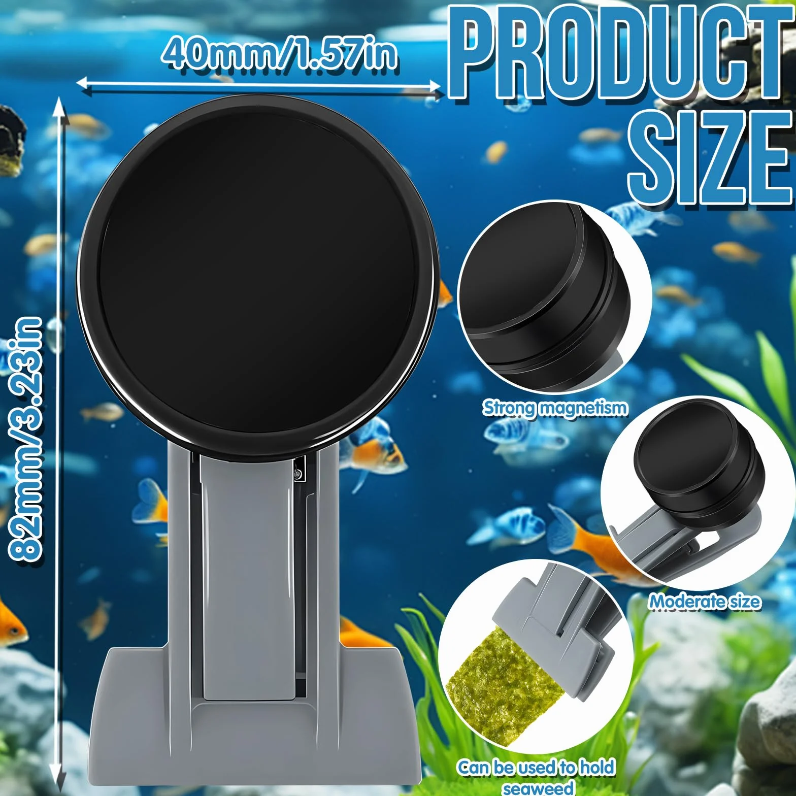 Mangiatoia per pesci rossi, accessori per acquari marini, magnete per alghe, mangiatoia per alghe marine, clip magnetiche, anello di alimentazione per acquari adatto per pesce animali acquatici