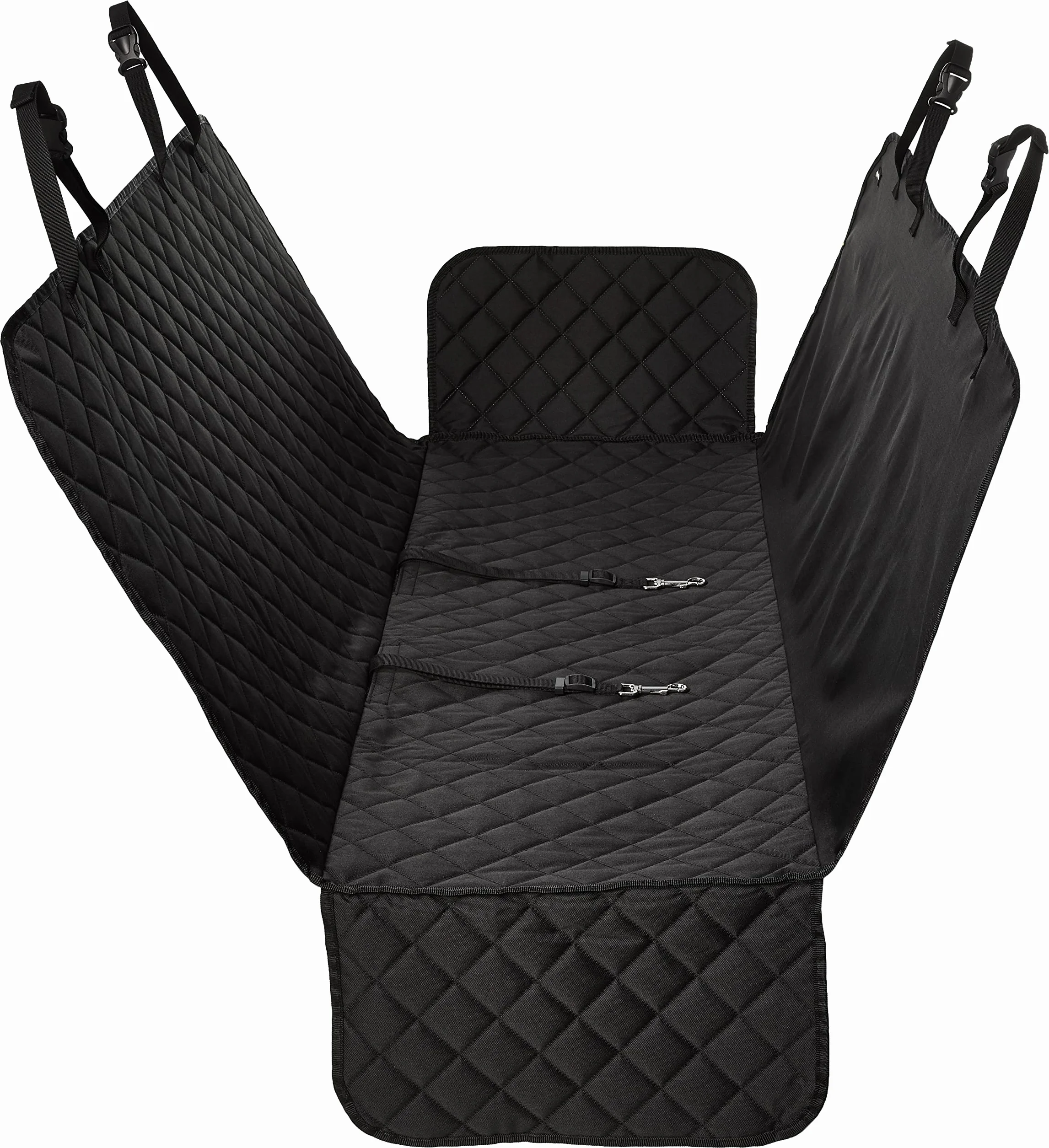 Amazon Basics Coprisedile per auto stile amaca trapuntato resistente all'acqua, standard, 147,3 x 137,2 cm, Nero