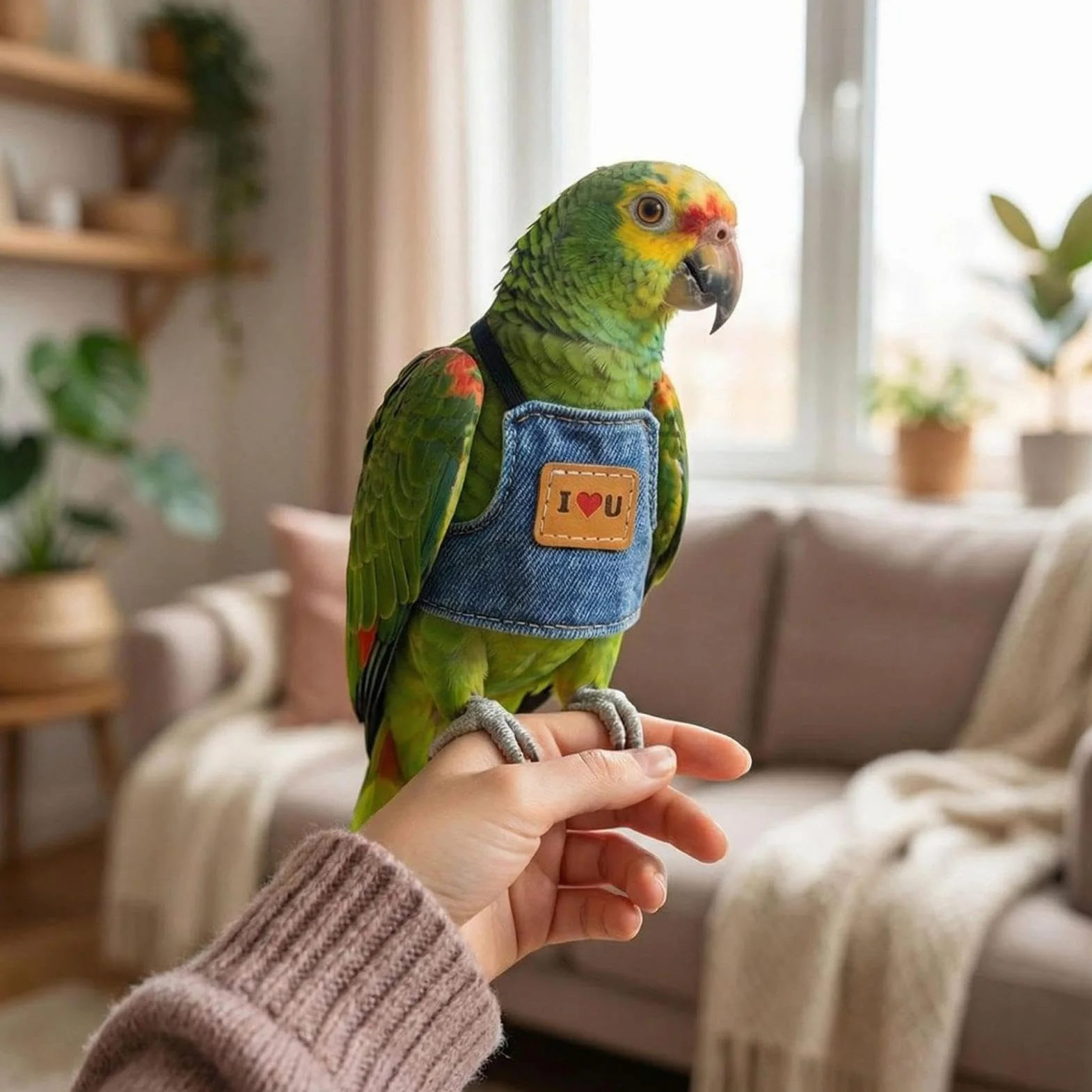 Generisch Pettorina per uccelli, regolabile, antiscivolo, con guinzaglio di sicurezza, per allenamento all'aperto, gilet da corsa sicuro per animali domestici come inseparabili, pappagalli grigi