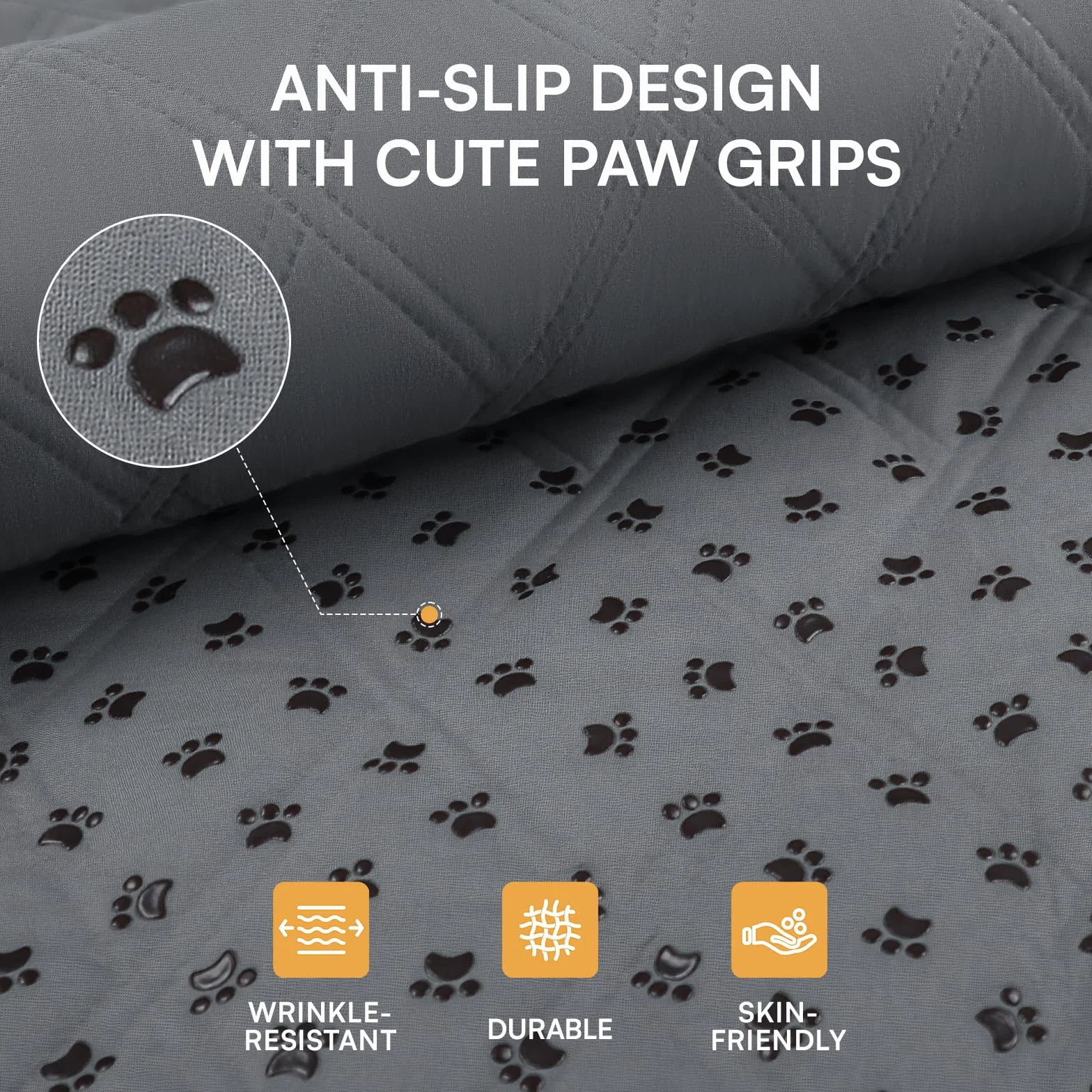 Copridivano per Cani Impermeabile 100% con Punti Antiscivolo, Protezione Mobili, Lavaggio in Lavatrice, Grigio 76x178 cm