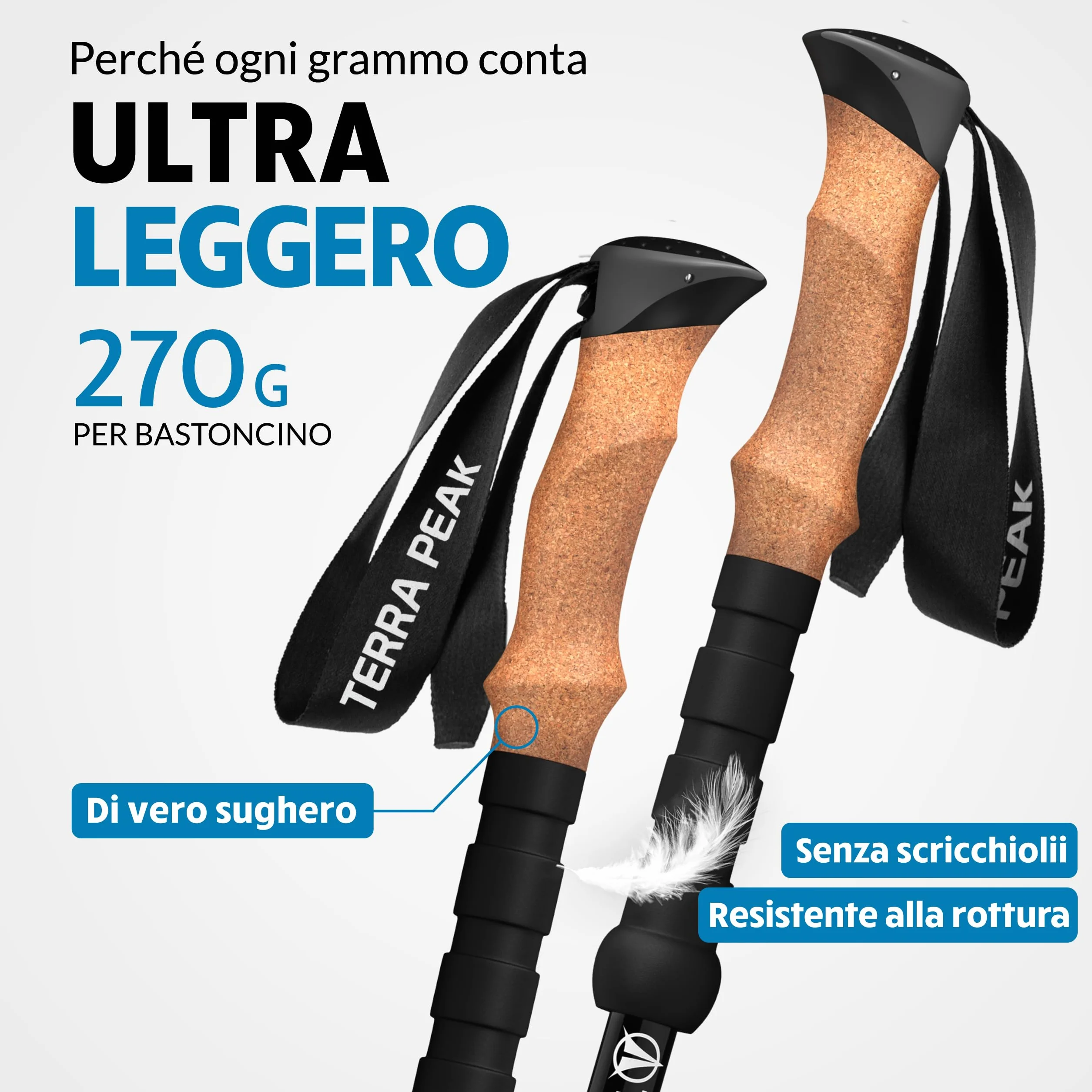 Terra Peak Bastoncini da trekking telescopici in alluminio carbonio nordic walking trail running escursionismo