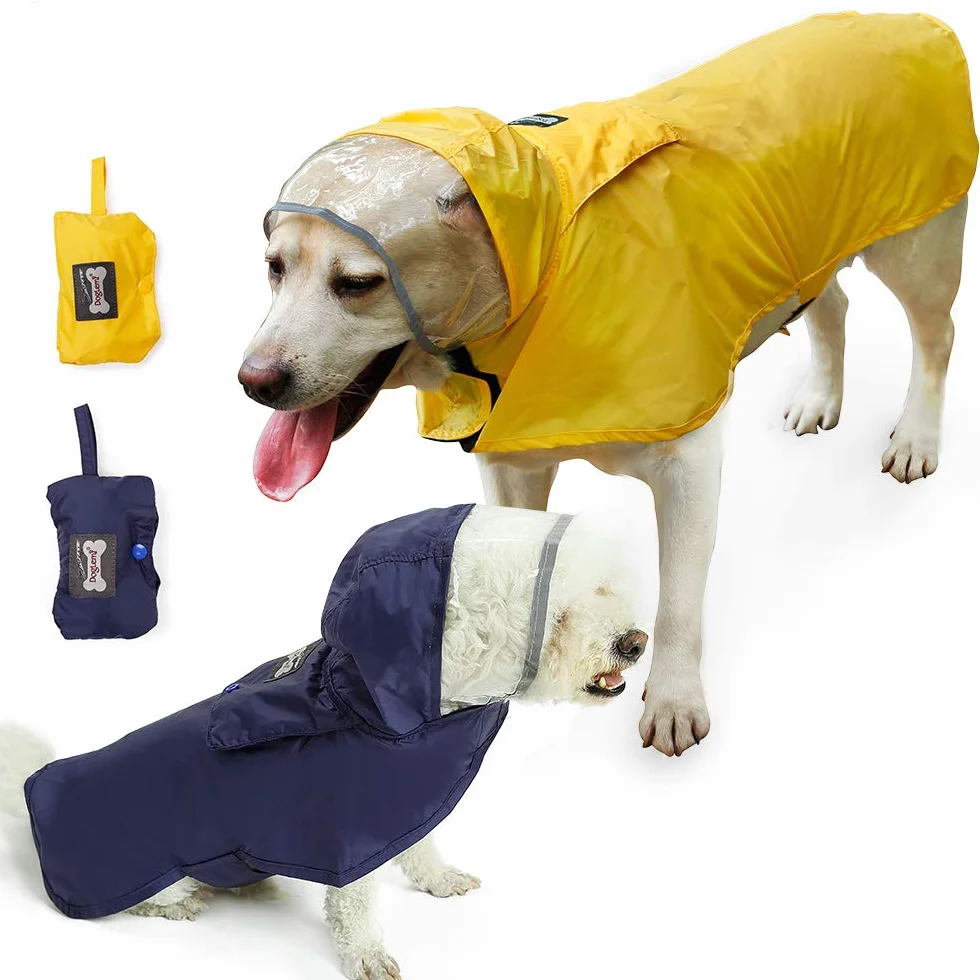 Giacca Impermeabile per Cani, Cappotto Impermeabile per Cani con Cappuccio, Giacca Antivento Regolabile per Cani di Taglia Piccola, Media e Grande (M: Neck 38-42cm, Chest 42-55cm, Blue)