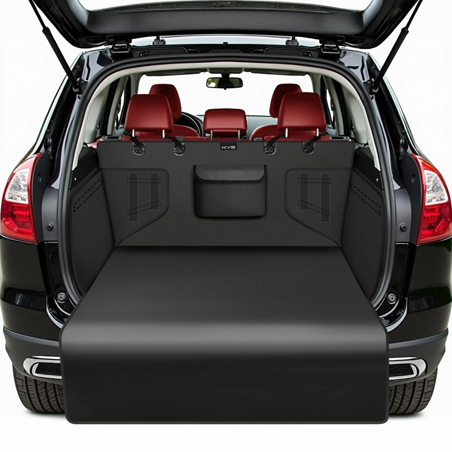 KYG Telo Auto per Cani Universale Impermeabile e Resistente Telo Bagagliaio Auto con Protezione Laterale Telo Cane Auto Bagagliaio Facile da Pulire per Auto, SUV e Camion, 185 * 105 * 38cm - Nero