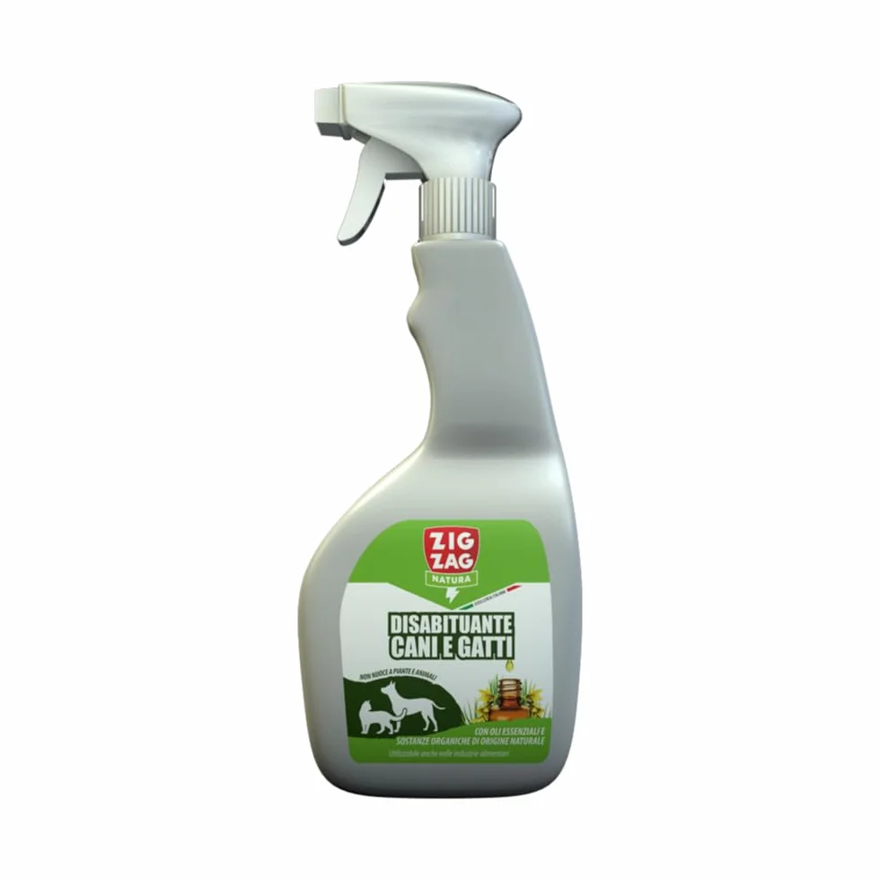 Zig Zag Disabituante Cani e Gatti, Repellente Naturale antimacchia per Interni ed Esterni, a Base di olii Essenziali e sostante organiche Naturali, 750 ml