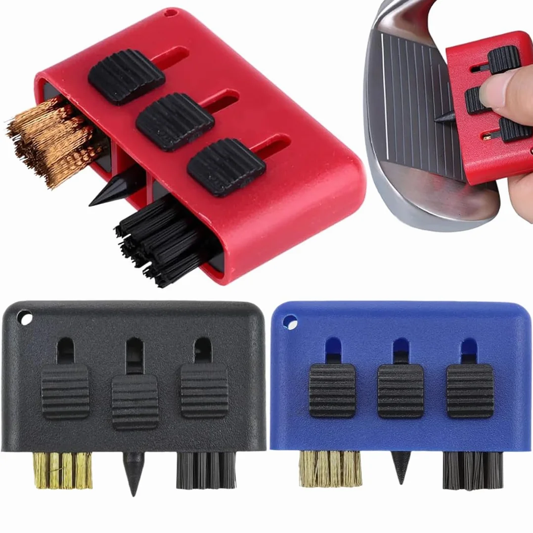 IKOPFLN 3 in 1 spazzola per mazze da golf kit pulizia scanalature e scarpe con portachiavi