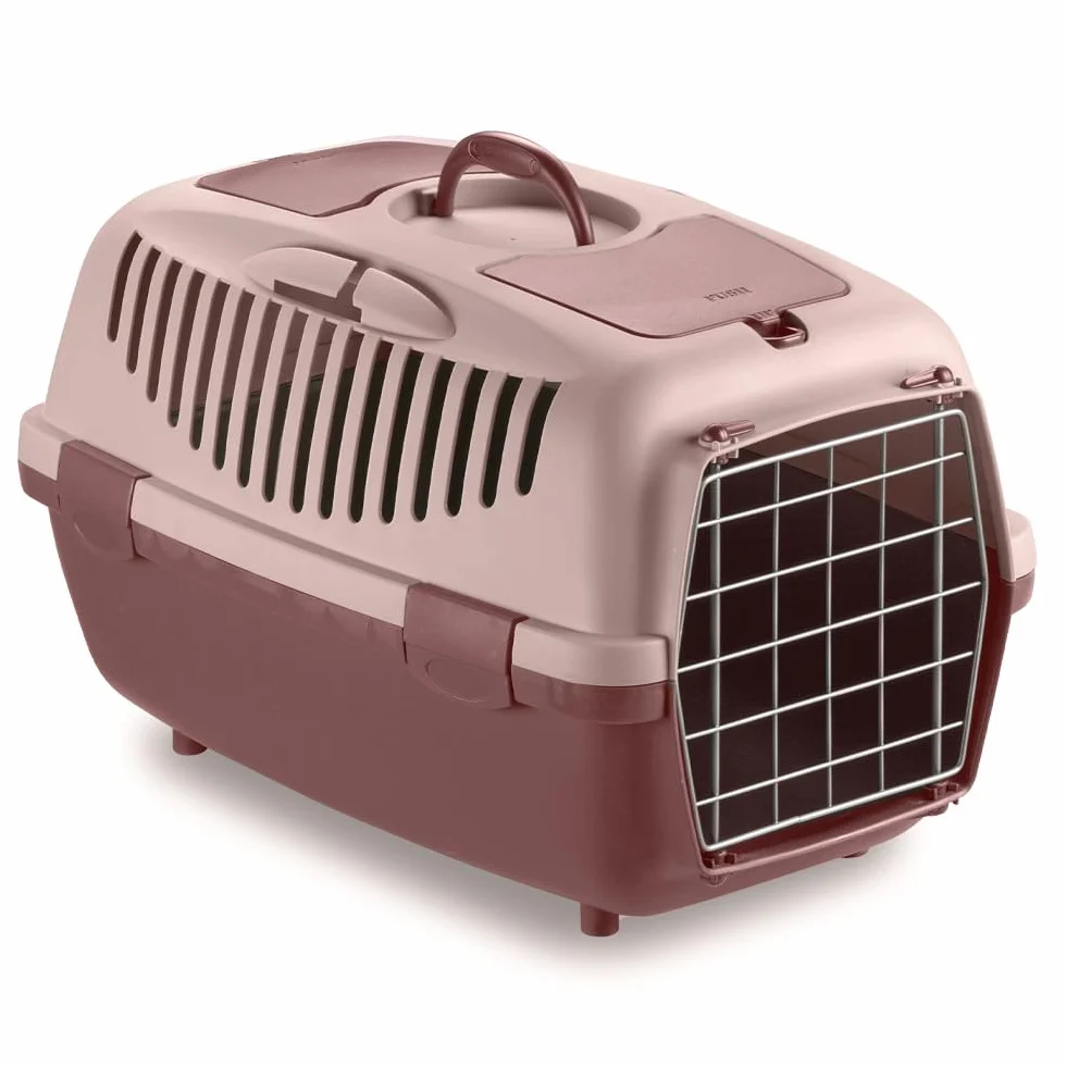 Trasportino Gulliver per cani e gatti con porta in metallo omologato per treno auto aereo cm 61 x 40 x 38 h (con vano portaoggetti) Blu Acciaio