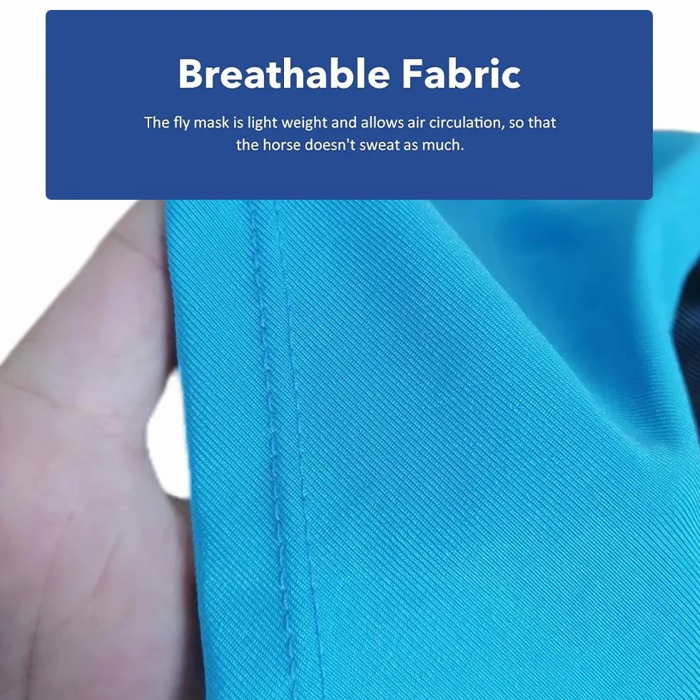 Maschera Anti-Mosche per Cavallo UV Protezione, Maschera Cavallo Antimosche,Maschera per mosche a cavallo,Leggera e Traspirante,con para Orecchie,per la Protezione del Cavallo,Blu