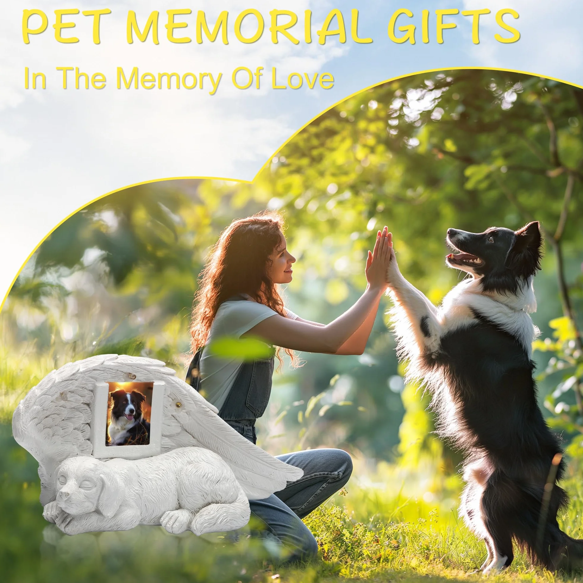 Pietra commemorativa per cani, regalo commemorativo per cani con luce solare a LED, statuetta per cani, urna per cenere, pietra commemorativa per animali domestici, pietra tombale in resina