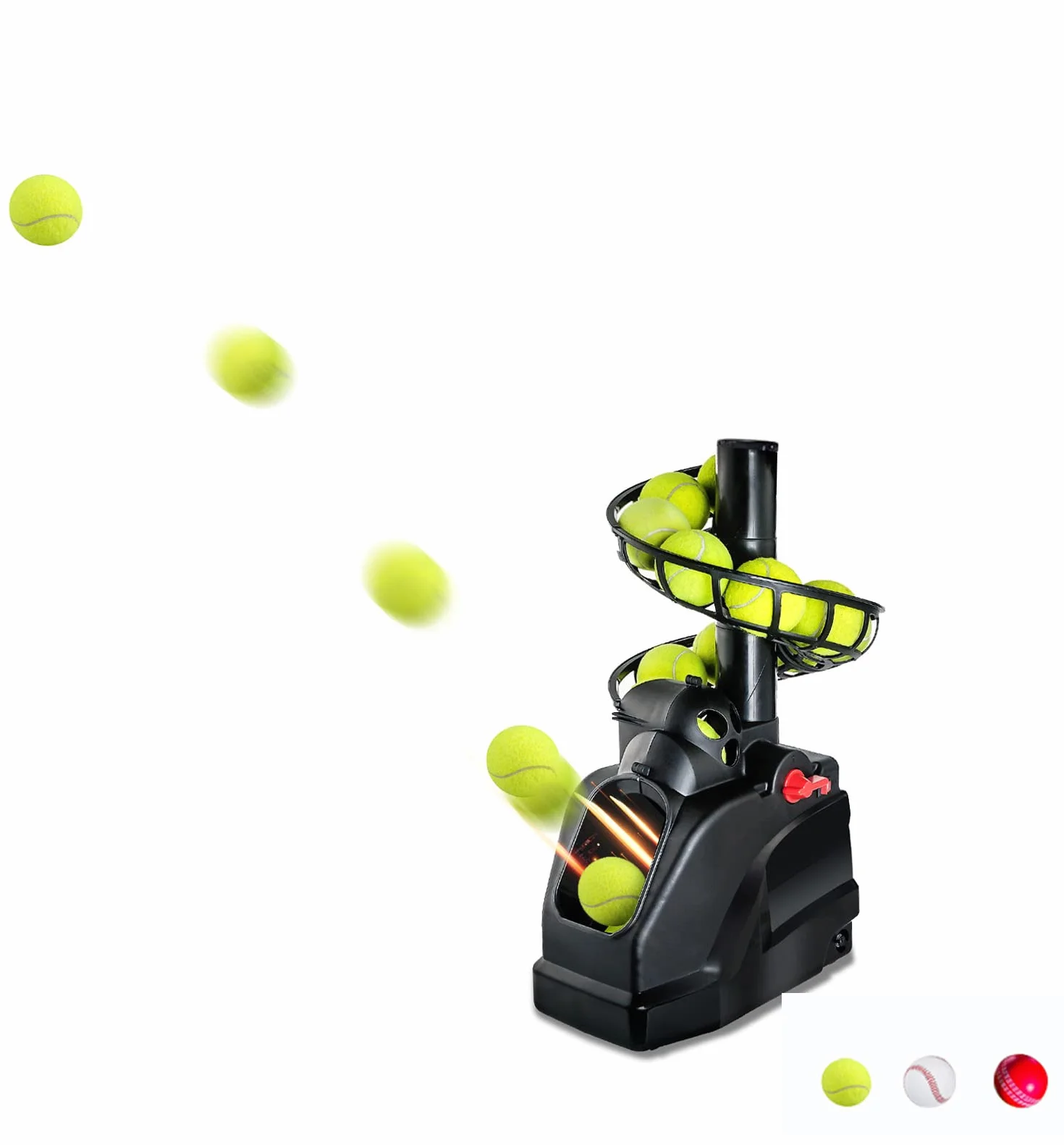 Macchina Da Tennis Trainer(Può contenere 10 Palline) Tennis Allenamento Da Solo per l'autoallenamento, Principianti/Bambini/Allenatore/Casa/Campo/Garage/Ufficio,AC e Batteria&Cavo USB
