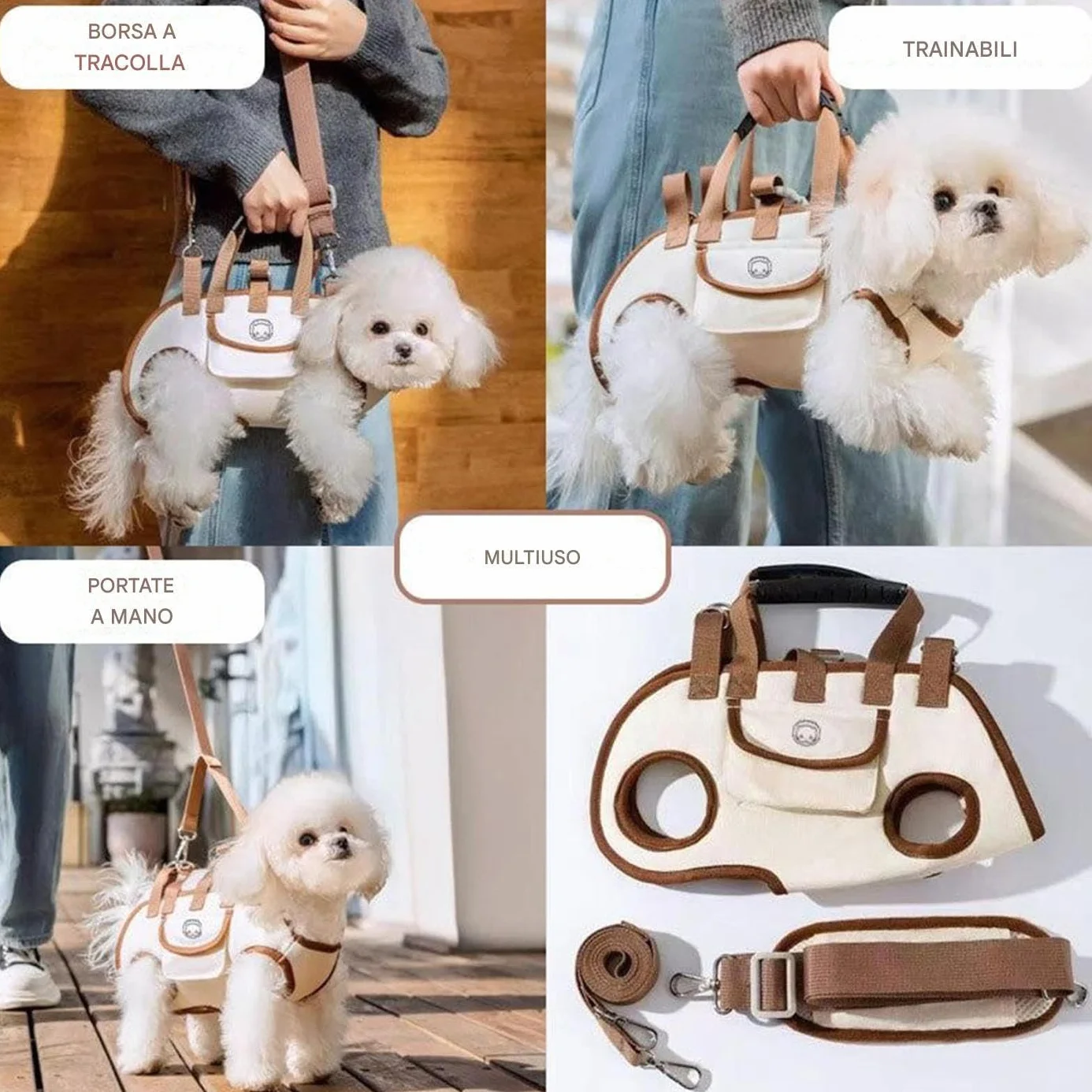 Zaino Porta Cani - Zaino Trasportino per Gatto con Sacchetto per Snack,Borsa Portatile Regolabile per Uscite all'Aperto Camminate Viaggi Escursioni Auto Bici Casa Quotidiana