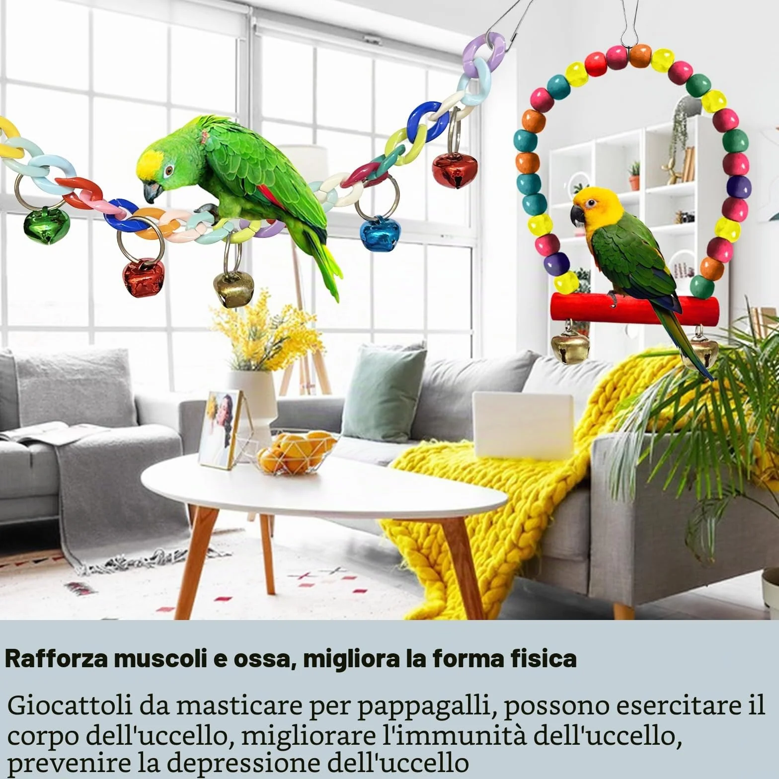 Giochi per Uccelli Pappagalli Altalena Giocattolo da Masticare per Cockatiels Pappagallini Inseparabili
