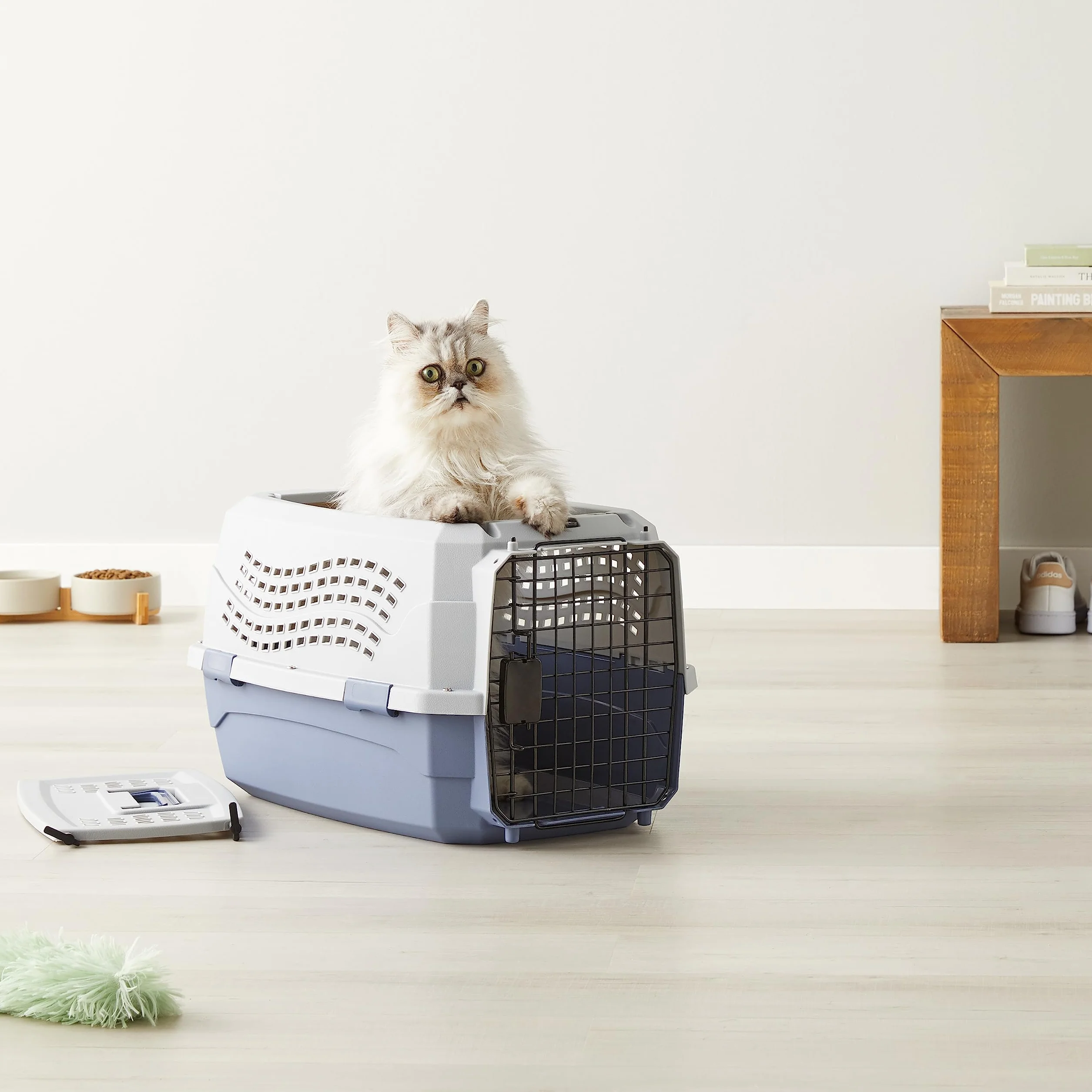 Amazon Basics Cuccia per Animali Domestici a Due Porte con Caricamento dall'alto da 23 Pollici L 58 x P 38 x H 33 cm, Cane Gatto, Blu
