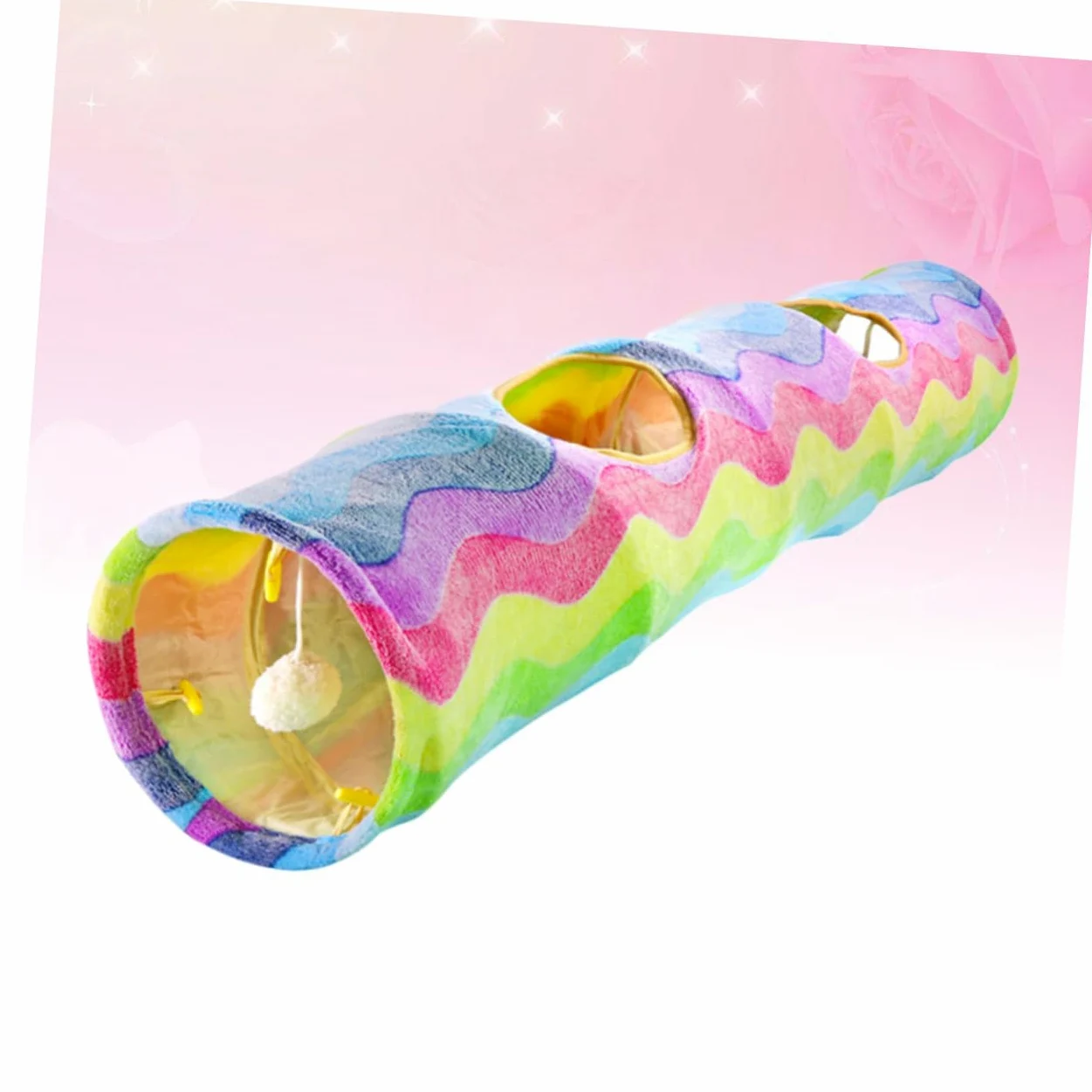 Tunnel per Gatti Pieghevole, Gioco Interattivo a Tubo | Carta Sonora, Stile Arcobaleno, per Gattini e Gatti, Design Creativo per Sessioni di Gioco