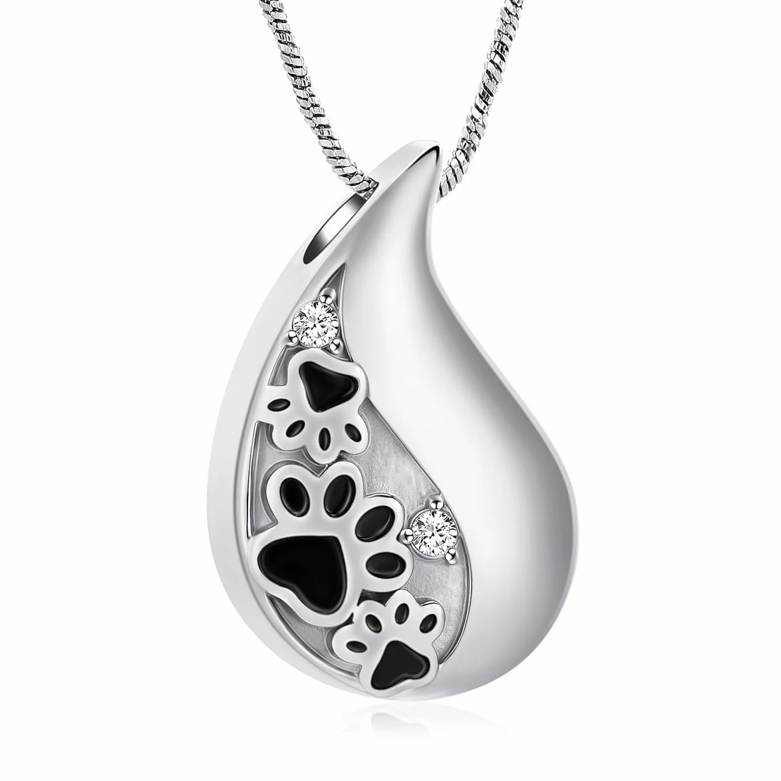 Zampa di animali domestici stampa teardrop urna collana per cenere per cane/gatto cenere ciondolo per cremazione gioielli commemorativi per donne e uomini