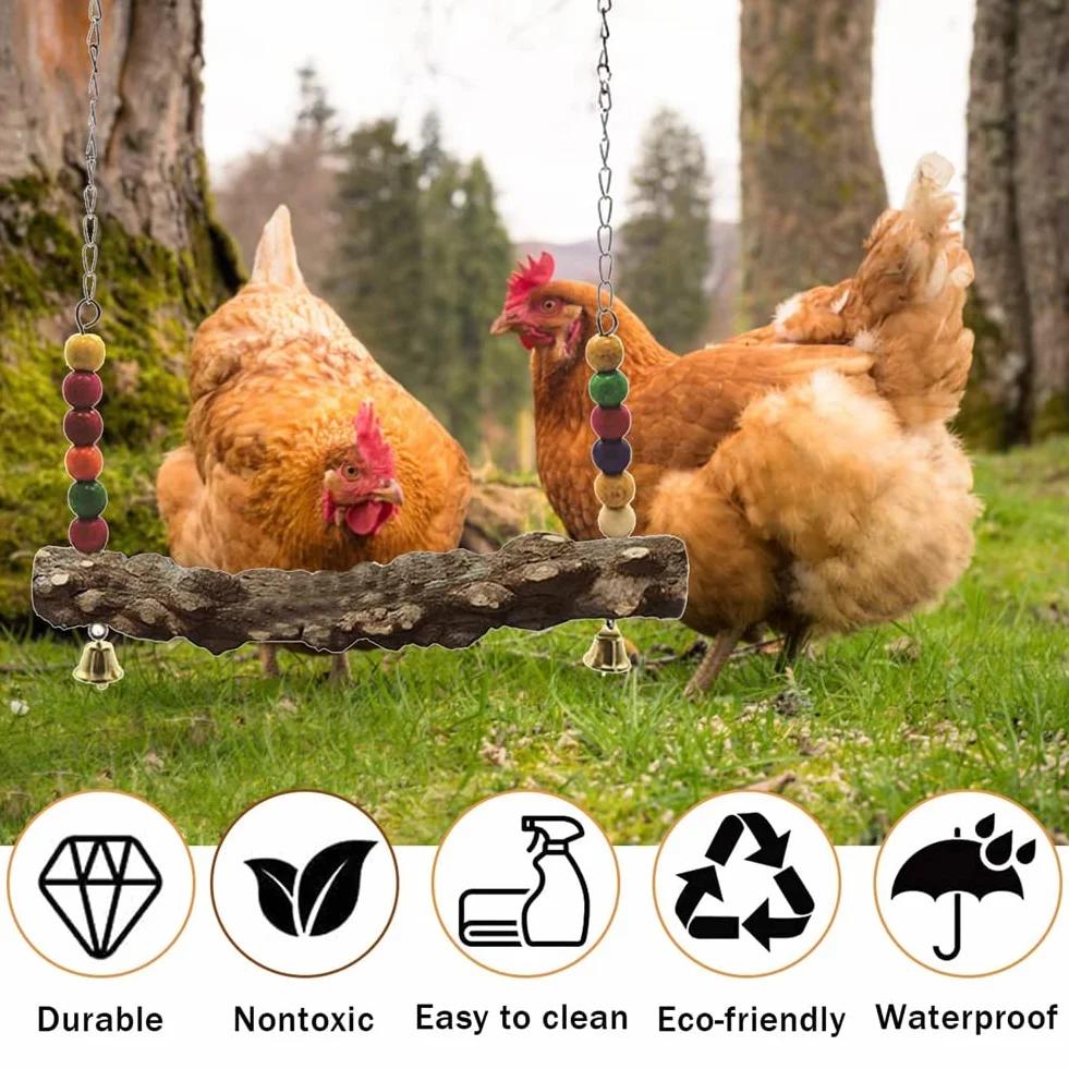 Altalena per Uccelli in Legno Naturale 2 Pezzi Giocattoli per Pollo Pulcino Pappagalli
