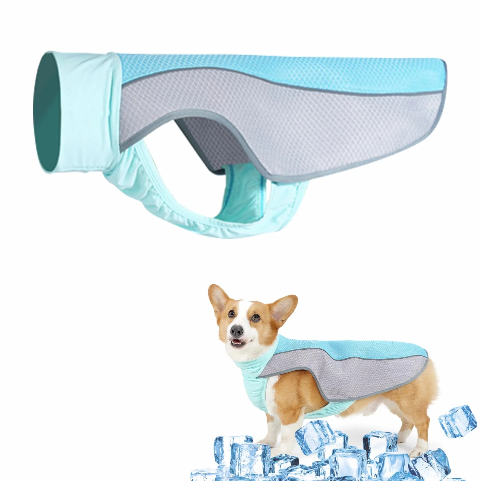 Gilet Rinfrescante per Cani, Giacca di Raffreddamento Traspirante, Protezione Solare UV Cappotto Rinfrescante Cane Attività Esterne (M)