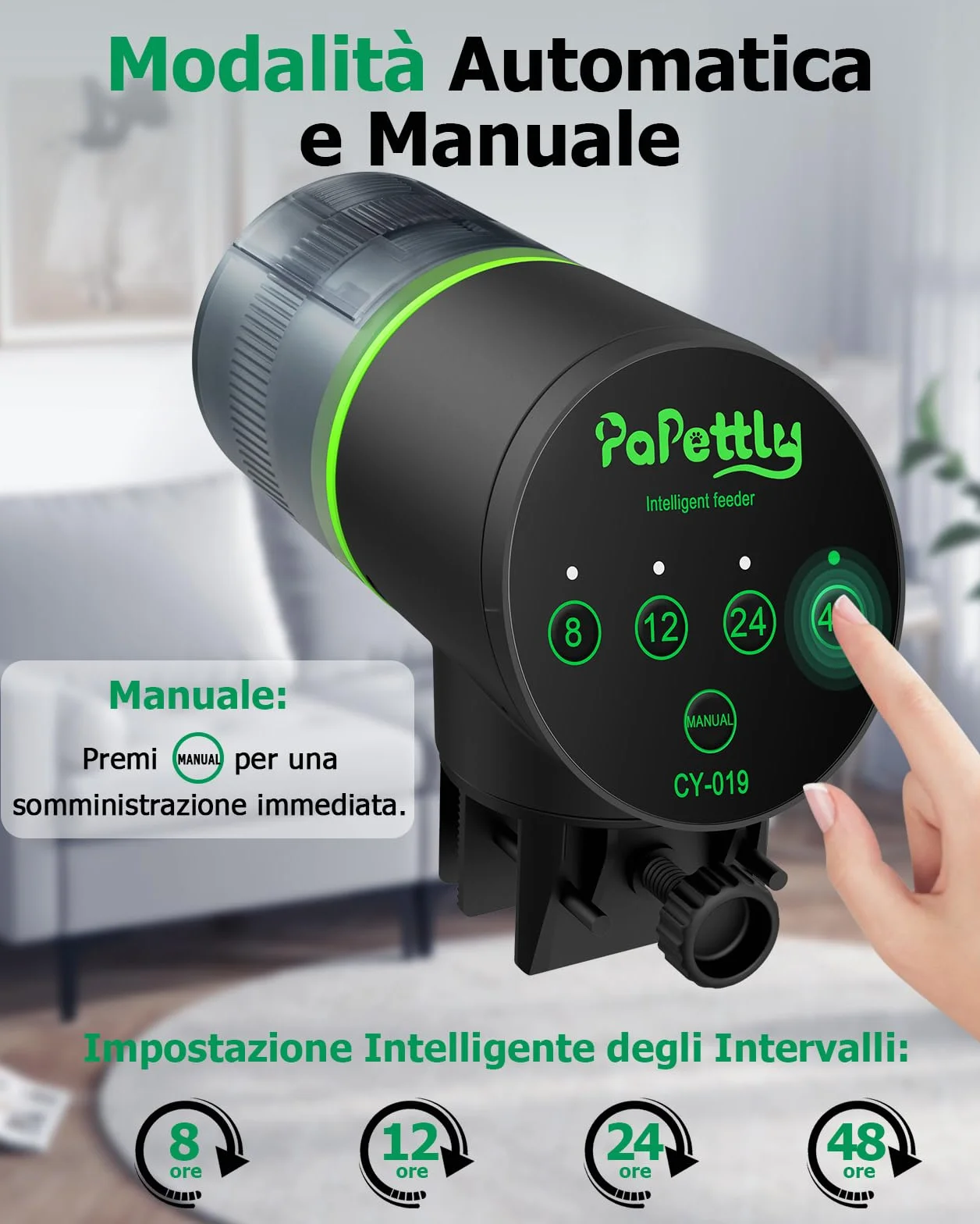 Papettly Mangiatoia Automatica Acquario 200ML con Timer per Pesci Tartarughe, 2 Batterie AAA