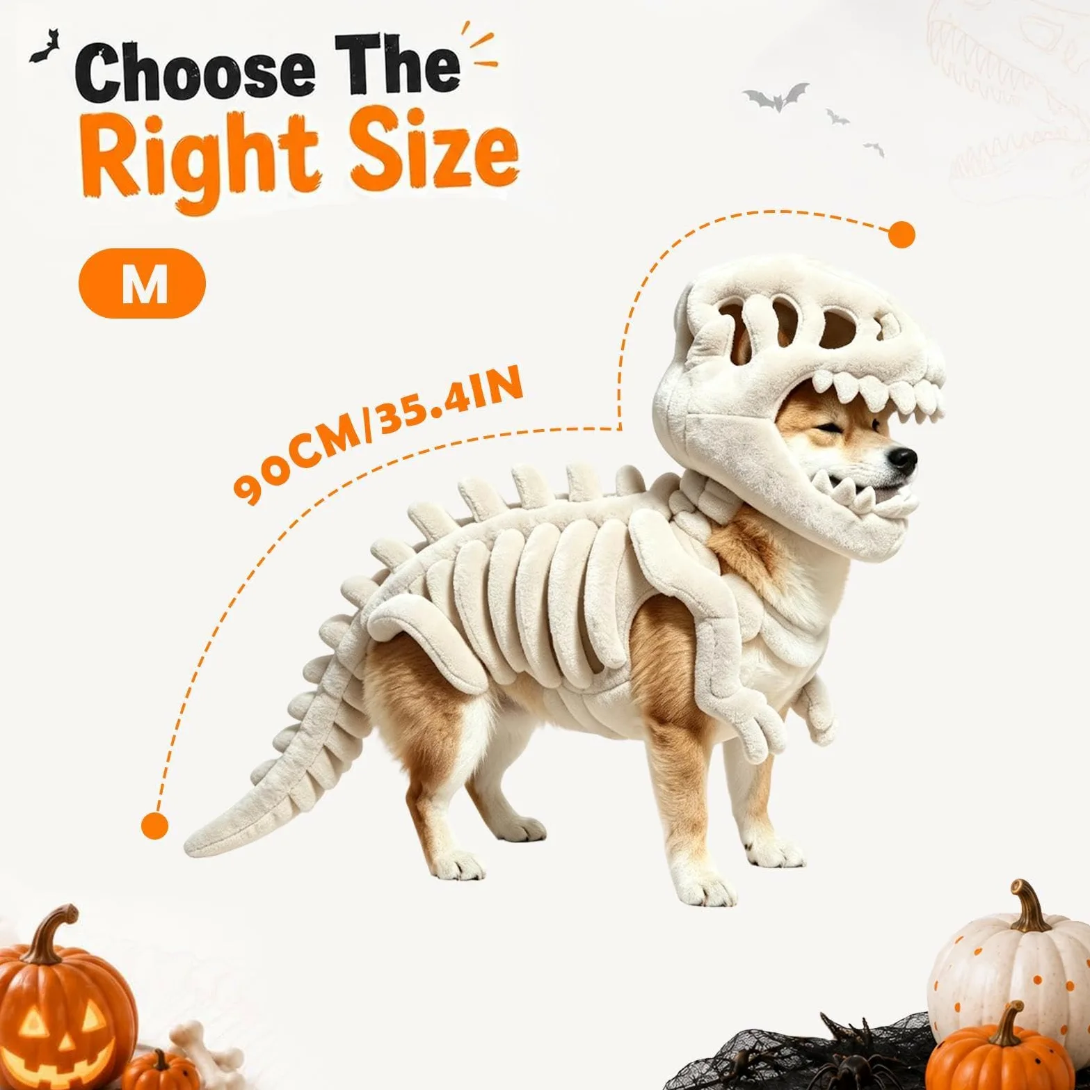 Costume da scheletro da dinosauro per animali domestici | Costume per cani con osso di dinosauro per Halloween, per casa, appartamento, spettacoli teatrali, feste a tema, fotografie