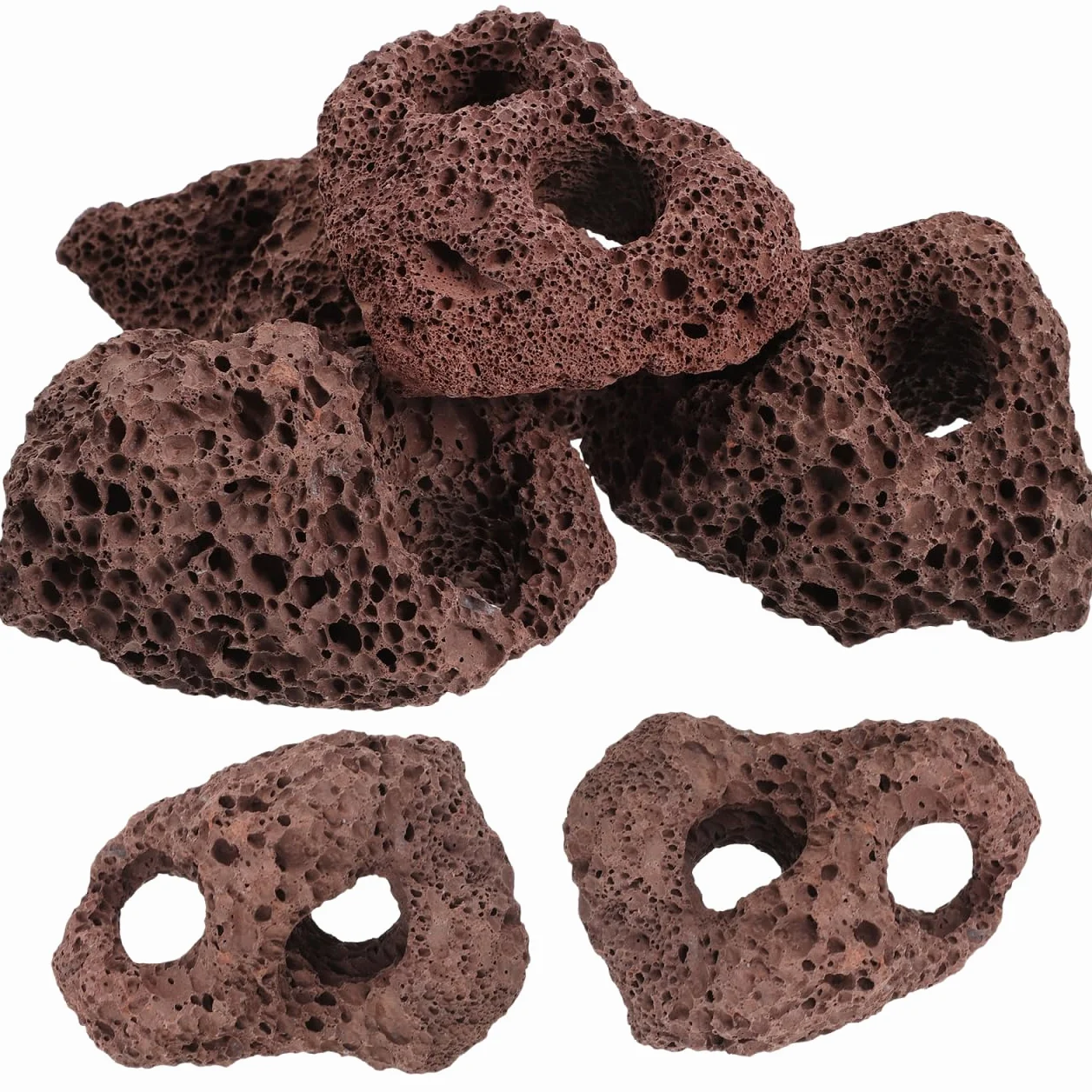 Happyyami Rocce Vulcaniche Naturali per Acquario 6 Pezzi Supporto Fisso per Piante Acquatiche Decorazioni di Pietra Lavica per Serbatoio Pesci E Gamberetti Ornamenti Acquario