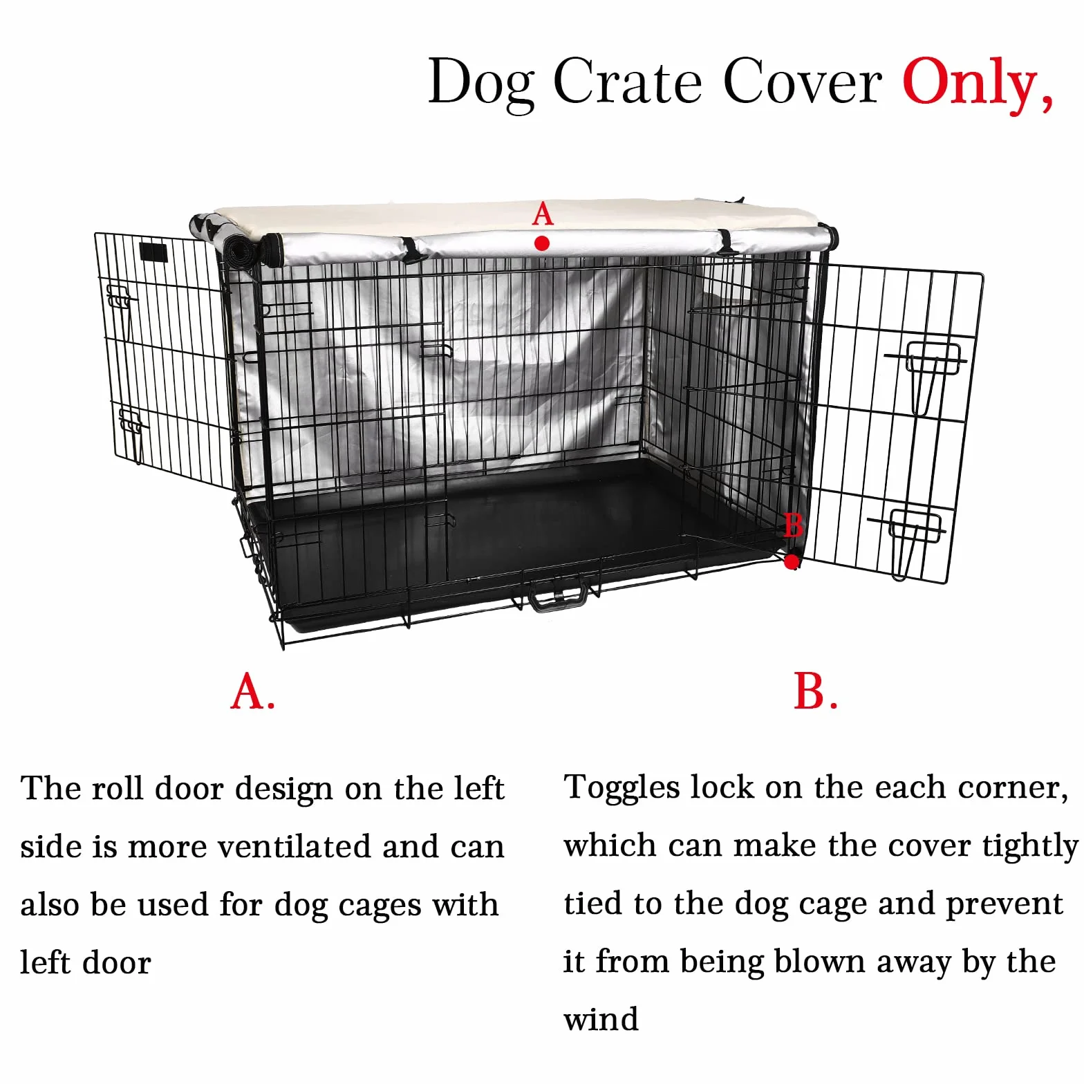 Copertura Gabbia per Cani Impermeabile Poliestere Beige 48IN