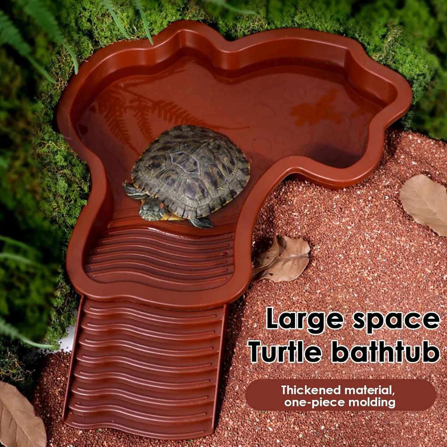MEISO Abbeveratoio Tartaruga Terrestre, piatto d'acqua per tartarughe da piscina con rampa, ciotola d'acqua per rettili con scala, mangiatoia tartarughe terrestre, per tartarughe, lucertole e geco