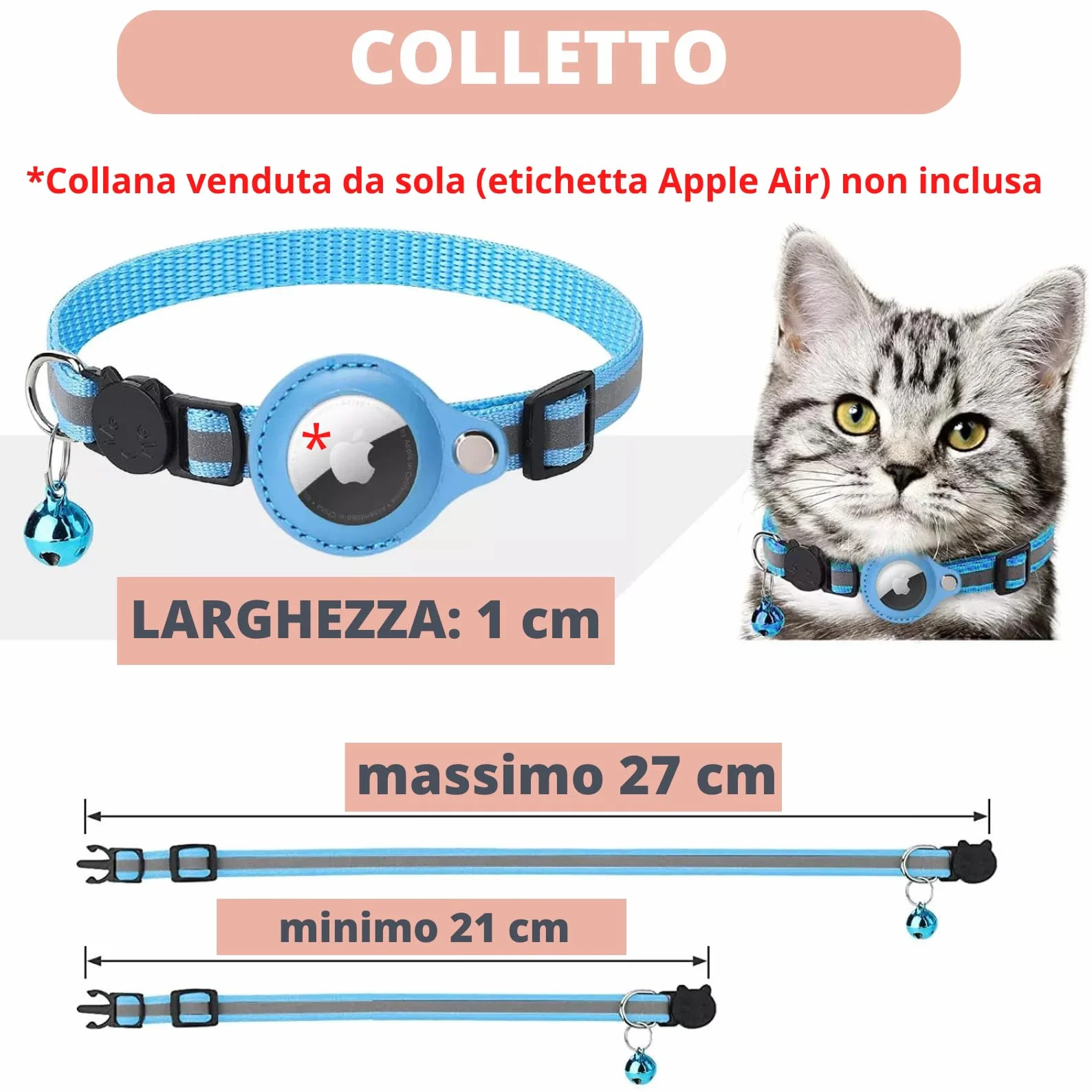 Croc-Cat® Collare Gatto, Compatibile AirTag Apple, Localizza il Tuo Gatto, Leggero & Confortevole, Sicurezza Massima, GPS Air Tag Non Incluso