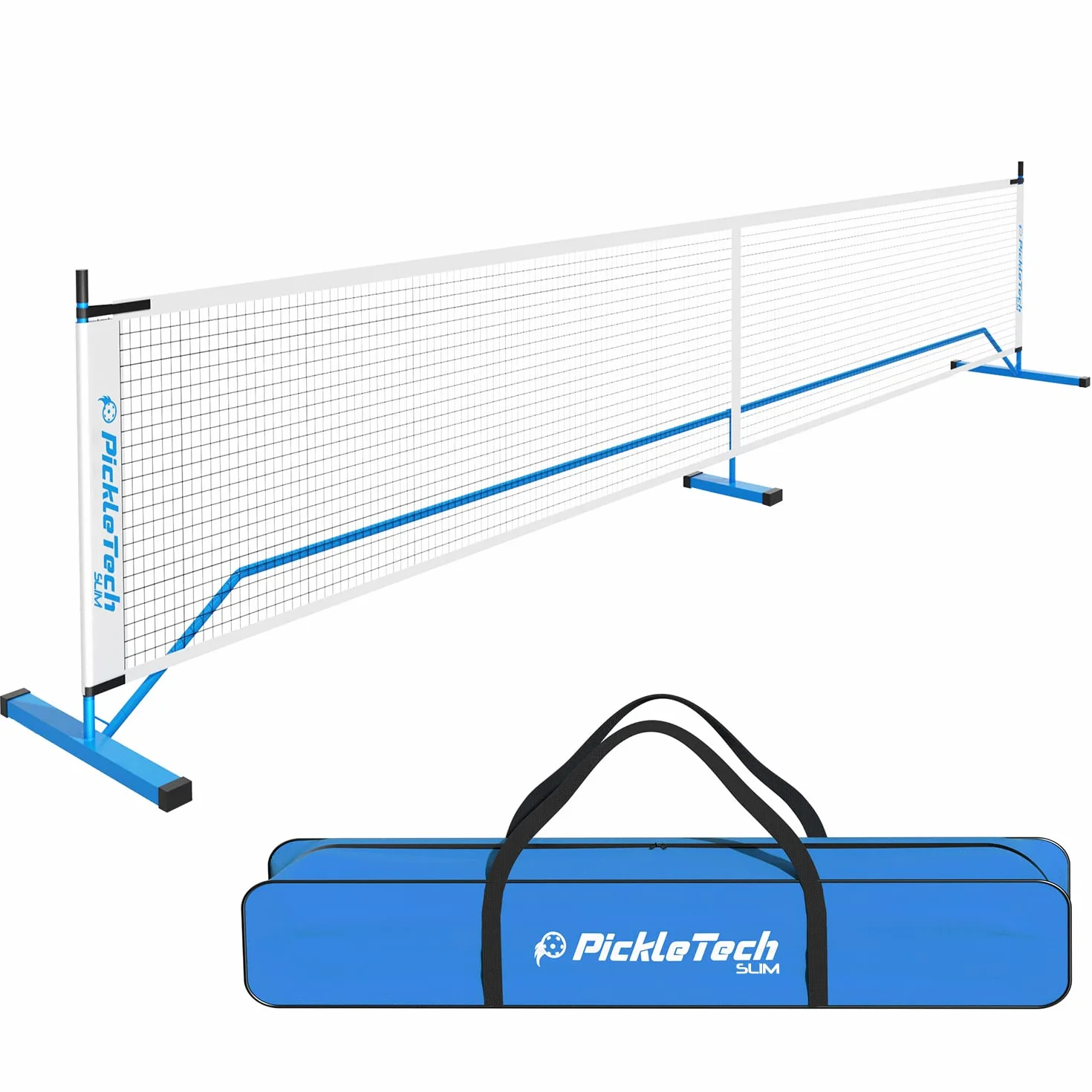 PICKLETECH – Rete da Pickleball portatile Slim 4.0 – 6,7 m – Rete da torneo – Resistente – Con borsa da trasporto – Equipaggiamento professionale – Set da gioco