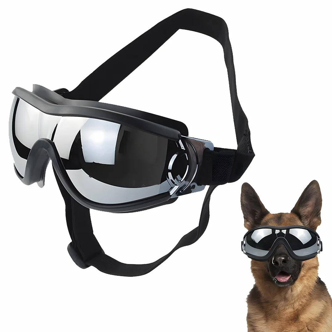 Occhiali per Cani Impermeabili con Protezione UV e Fascia Elastica Regolabile per Cani di Taglia Medio-Grande