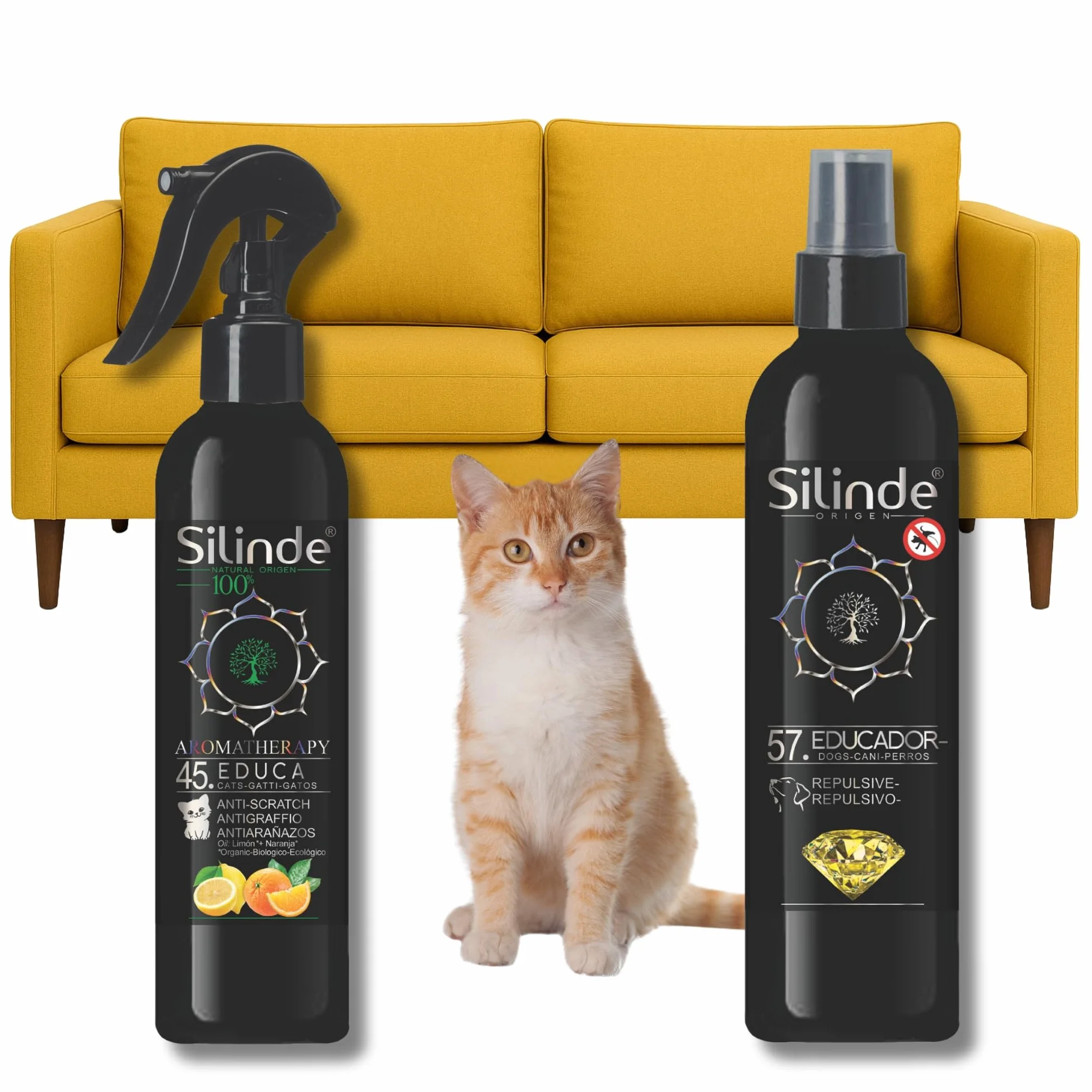 Kit 2 in 1 Spray Repellente per Gatti Anti Pipì + Spray AntiGraffio Allontana Il Gatto da Mobili e Oggetti. Doppia Azione Disabituante Gatti da Interno ed Esterno Biologico
