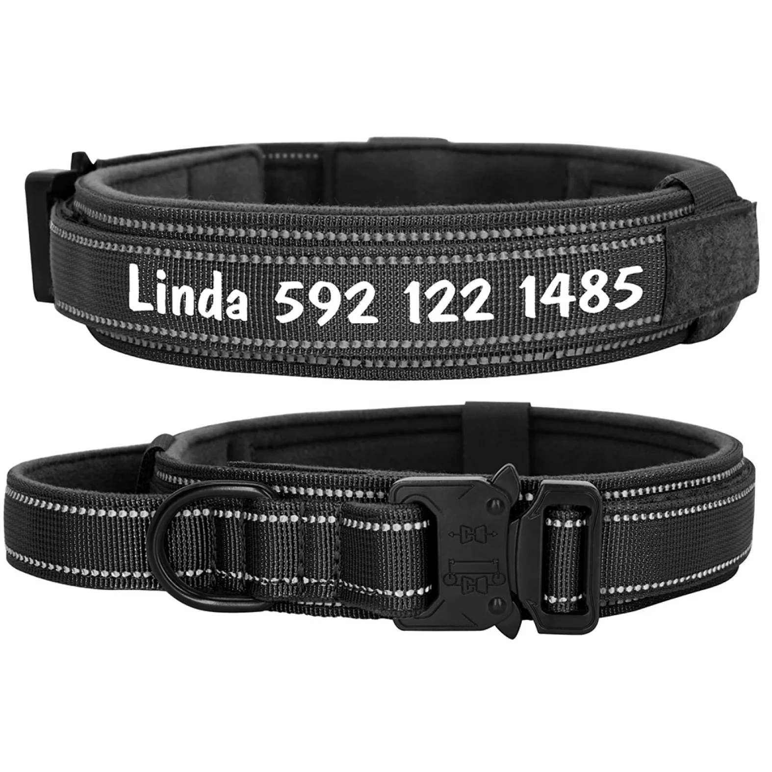Collare Per Cani In Nylon Personalizzato Collare Per Cani Collare Per Cani Di Taglia Media Pastore Tedesco Forniture Per Animali Domestici,Nero,XL