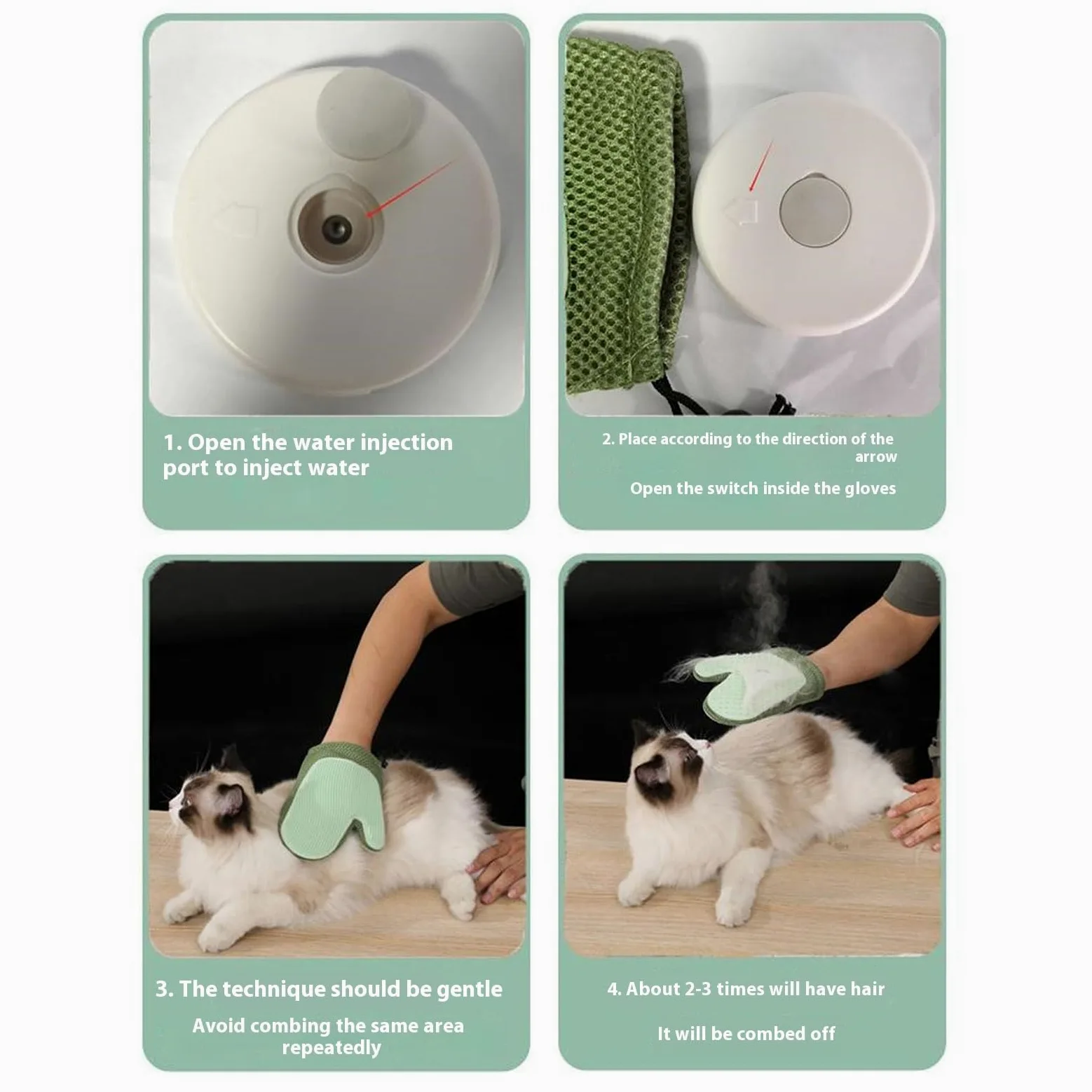 Guanto per animali domestici con funzione spray riduce l'elettricità statica massaggio morbido strumento sicuro per la rimozione dei peli dei gatti spazzola per animali domestici