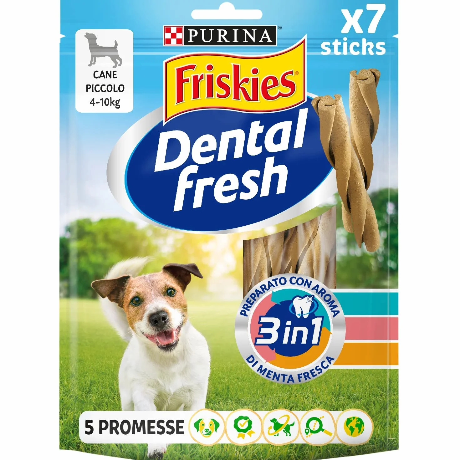 PURINA FRISKIES Dental Fresh Snack per l'Igiene Orale per Cani Adulti Stick 6 Confezioni da 110g