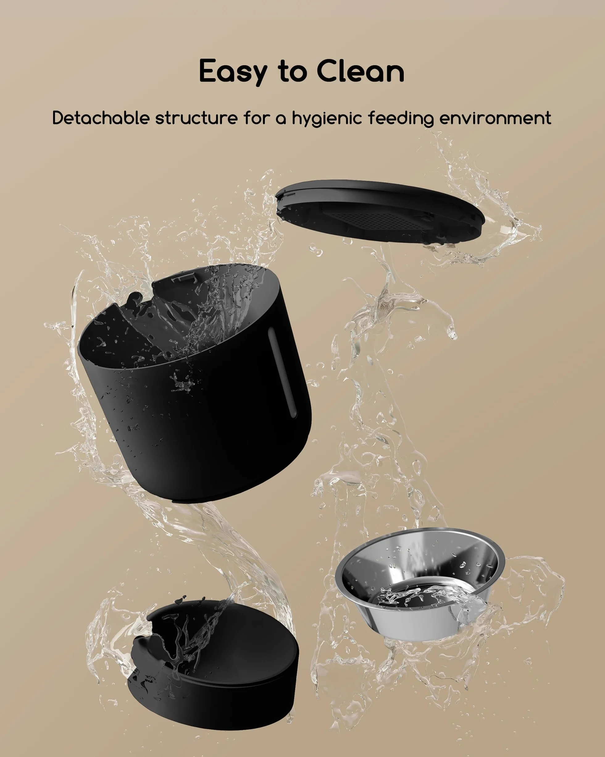Distributore Automatico Cibo Gatti, Faroro 4L Dispenser Crocchette Gatto con 1-6 Pasti Al Giorno, Porzioni Regolabili, Voce 10s, Alimentazione Lenta (Nero)