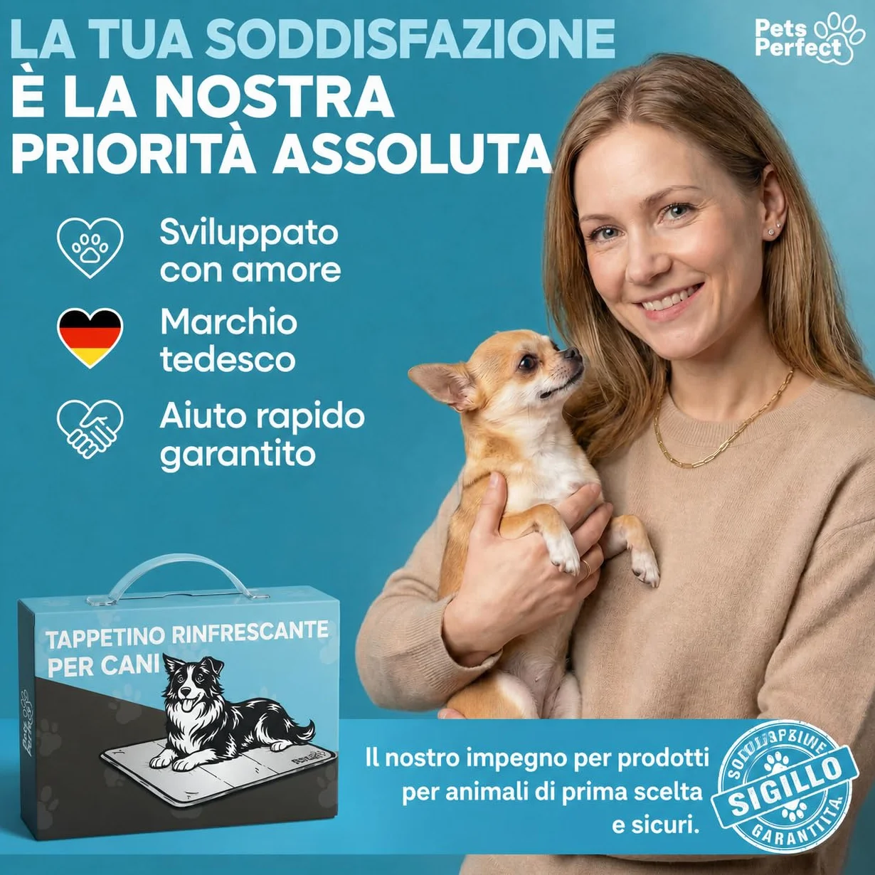 Cooling mat for dogs XL XXL - Tappetino refrigerante cane auto rinfrescante con gel non tossico pieghevole
