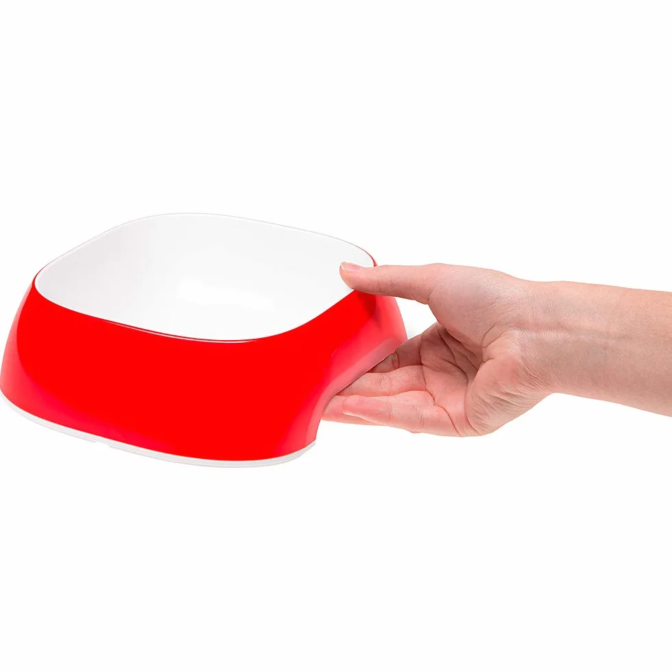 Ferplast Glam Ciotola per Gatti Ciotola per Cibo e Acqua per Gatti in plastica Antiscivolo, Facile da Pulire, 0,4 litri, Rosso