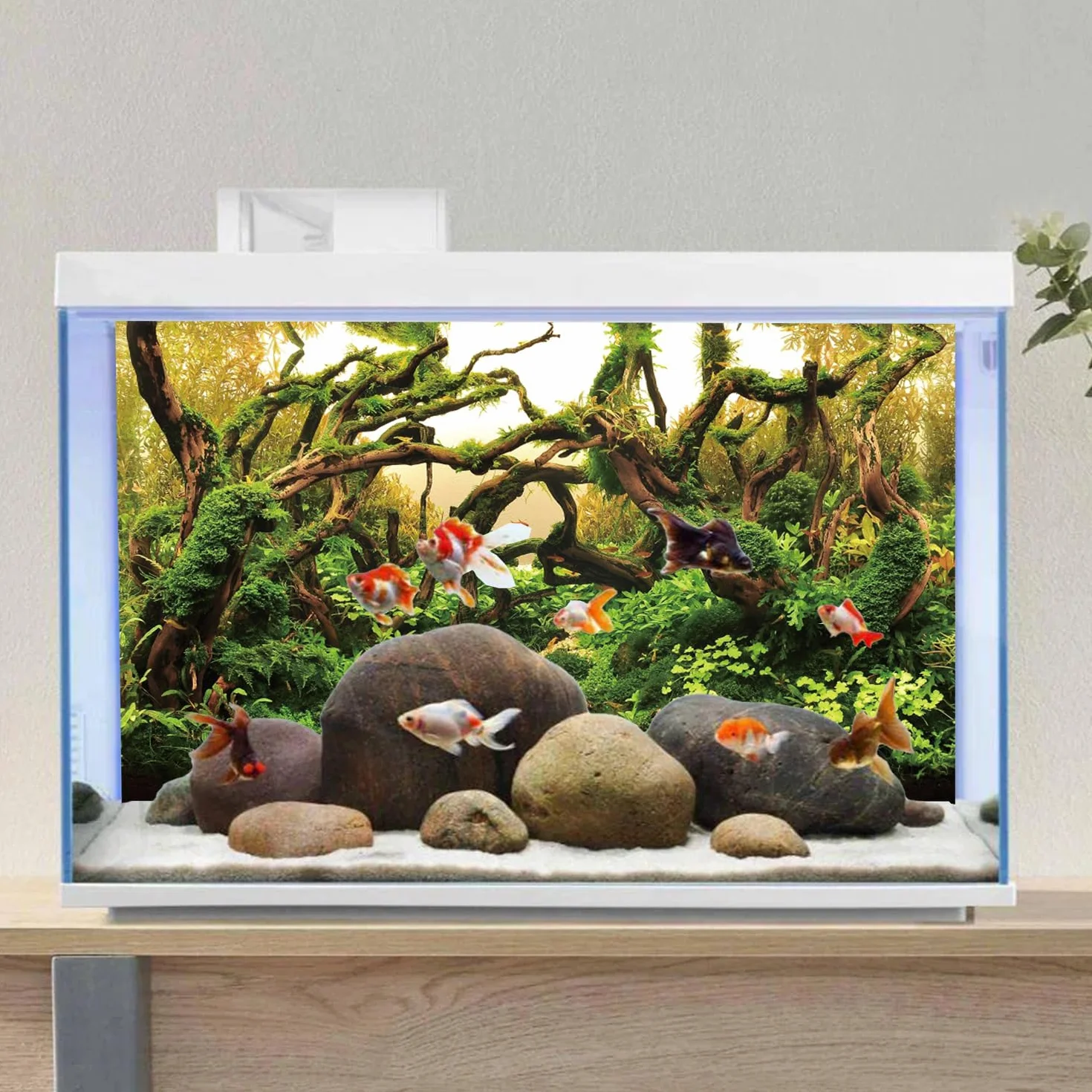120x46cm Acquario Sfondo Rami Acquario Sfondo Pianta Acquatica Fiume Letto & Lago Acquario Sfondo Vinile