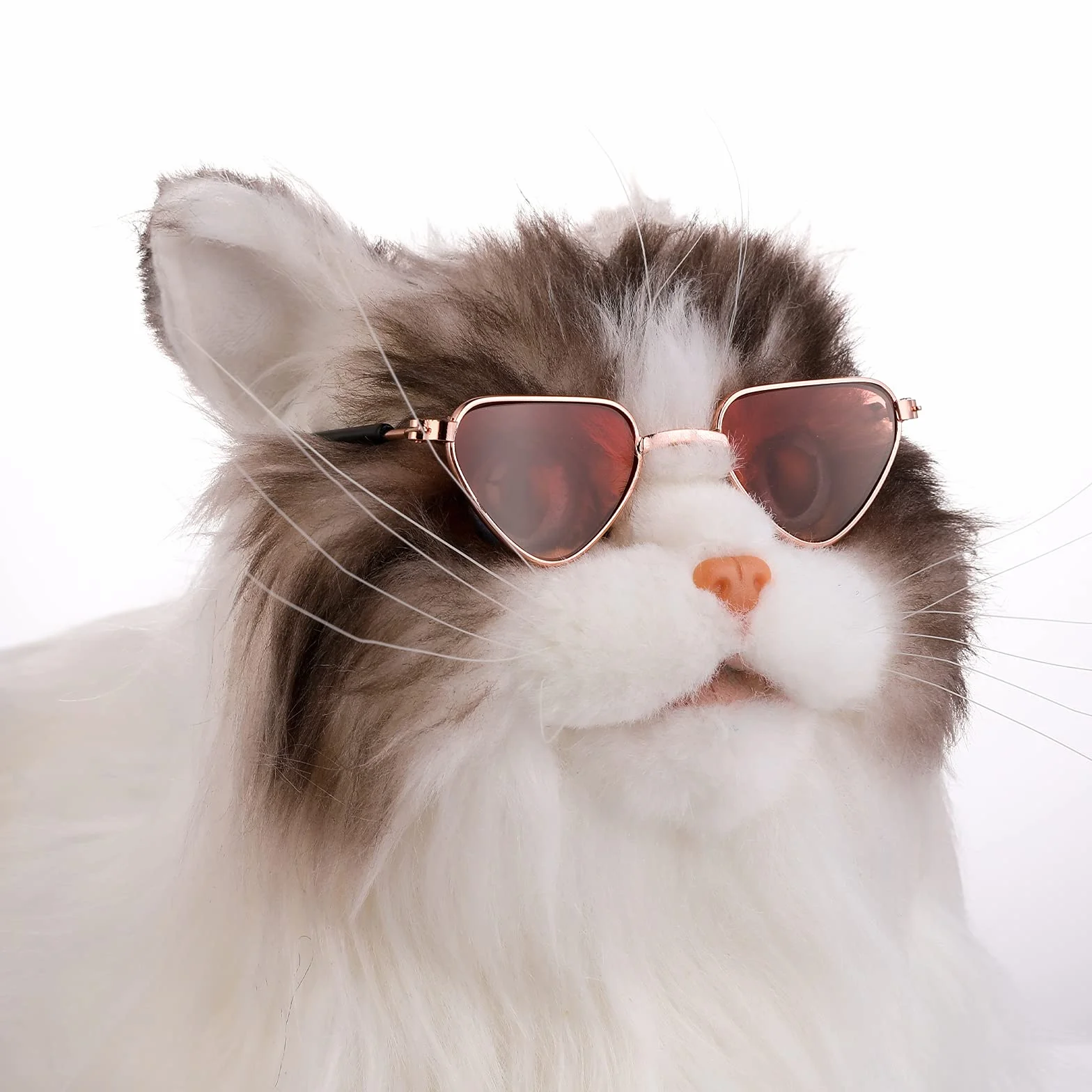 Molain Occhiali da sole per gatti, protezione dai raggi UV, stile classico retrò per cani bambole occhiali da sole rotondi cosplay simpatici sole (4 pezzi cuore)