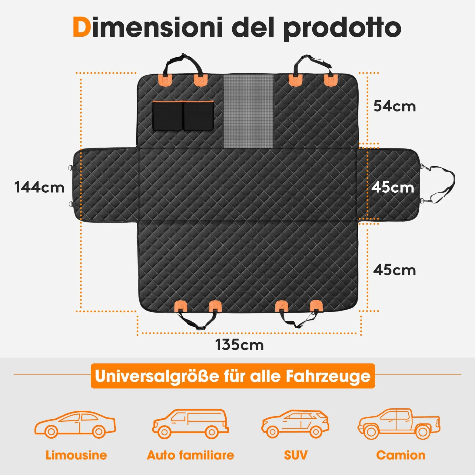 JOEJOY Coprisedile Auto per Cani Coprisedili Posteriore per Cani Telo Auto per Cani Telo Coprisedile Posteriore Cane Copertura Antigraffiato e Antiscivolo Panno Oxford Impermeabile Nero
