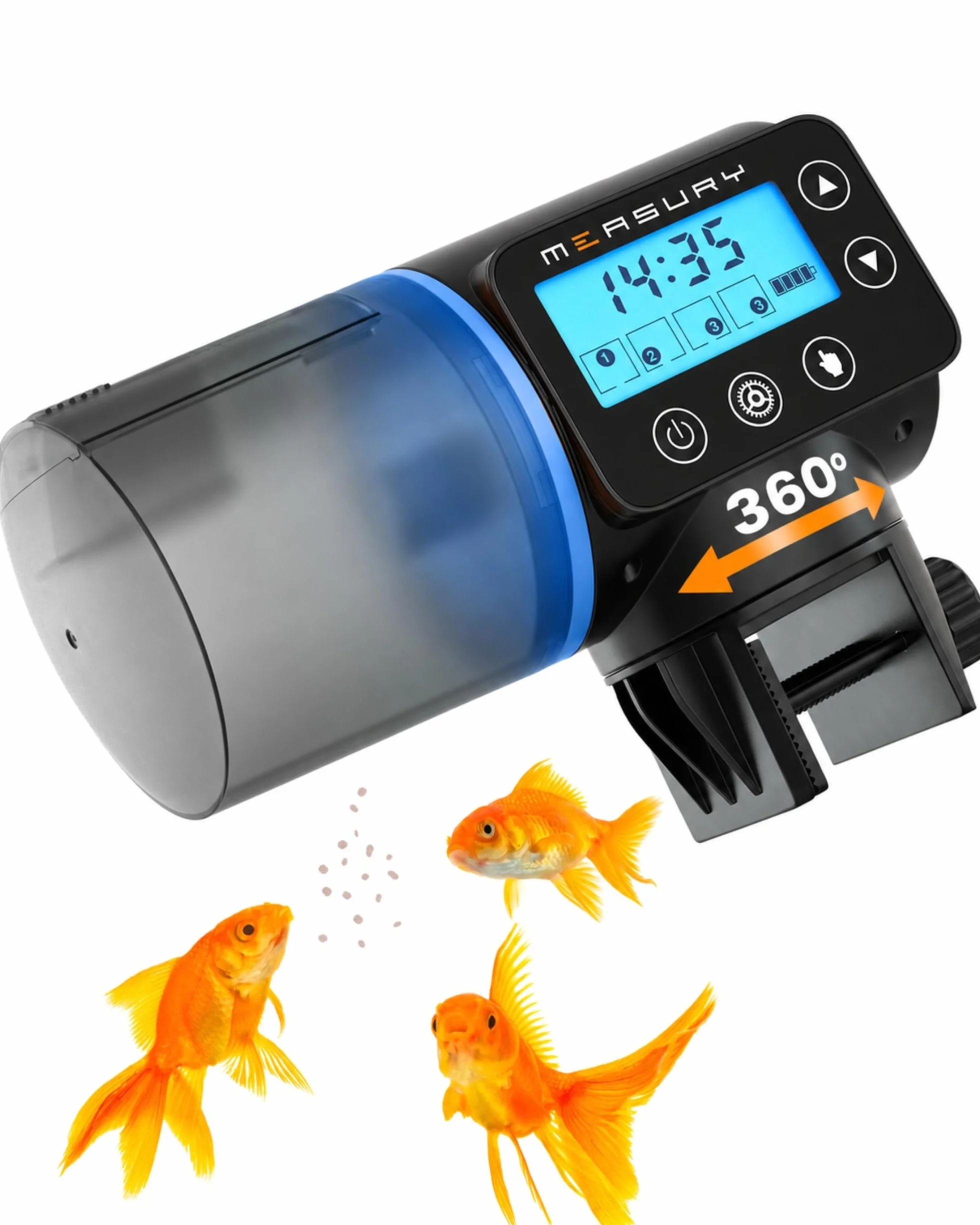 Mangiatoia automatica acquario di Measury, Dispenser mangime pesci automatico - fino a 4 volte al giorno, Distributore automatico cibo pesci