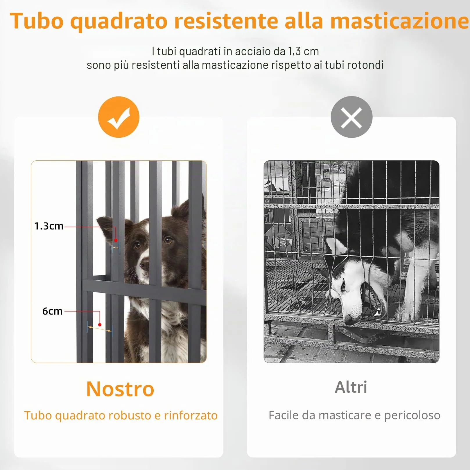BingoPaw Gabbia Robusta per cani Antimorso XXL Gabbia Rinforzata per cani Grossa Taglia Grande Kennel Cane con Ruote Metallo 117x84x86,5cm