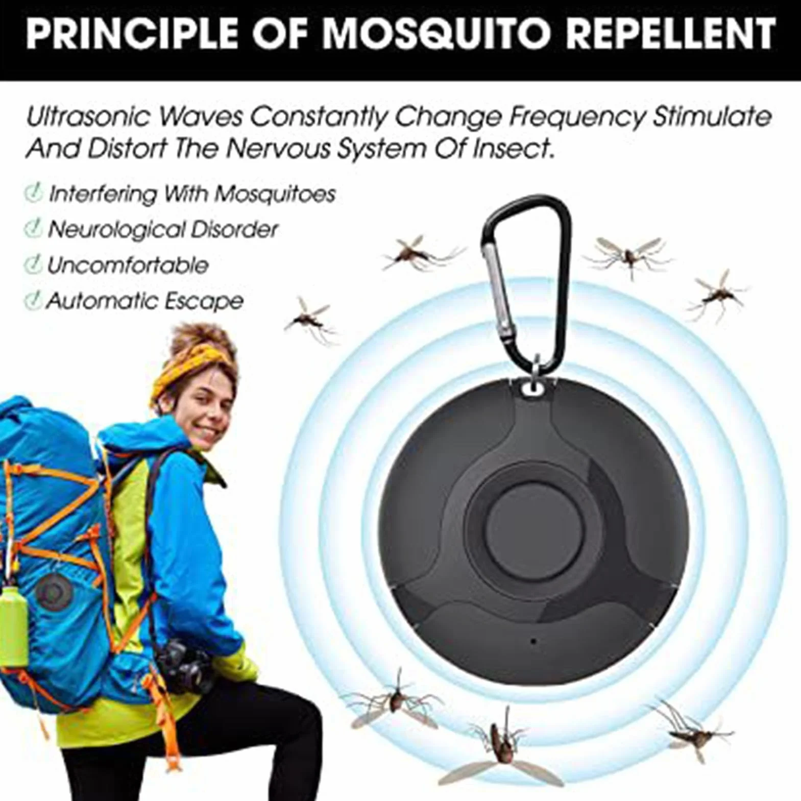 Generico Scaccia Zecche Ad Ultrasuoni,Repellente per Pulci E Zecche Ad Ultrasuoni Senza Pulci | Repellenti Portatili per Topi Ad Ultrasuoni per attività Indoor E Outdoor, Campeggio, Alpinismo,