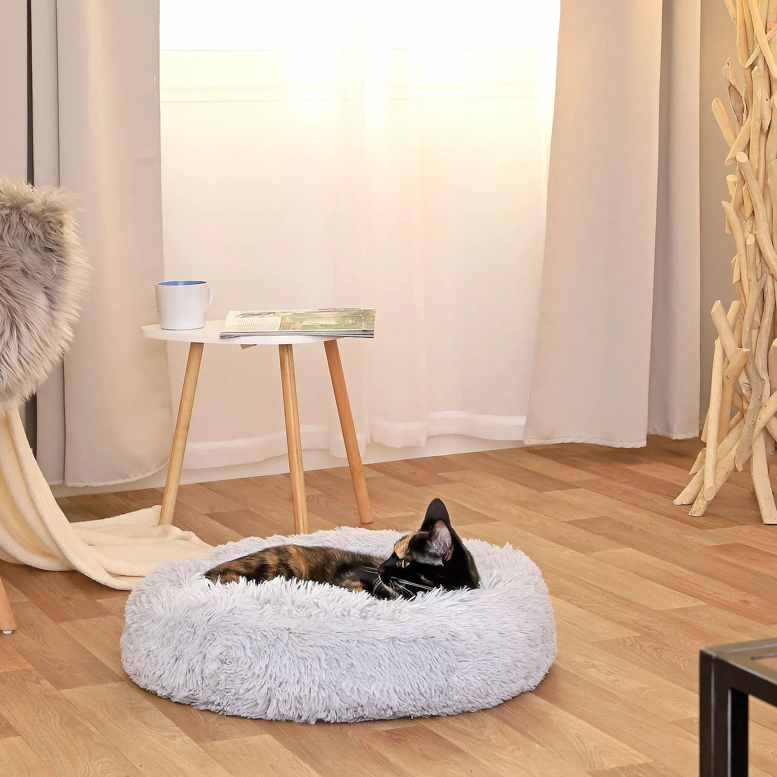 Lionto Donut Letto per Cani e Gatti 40 cm Grigio Chiaro